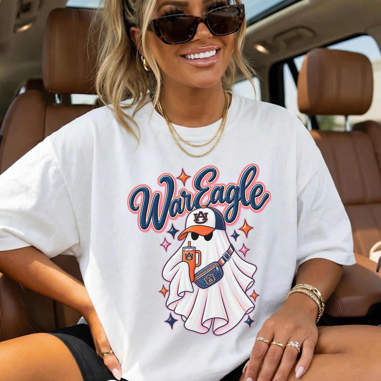 Auburn Halloween Ghost Comfort Color Graphic Tee