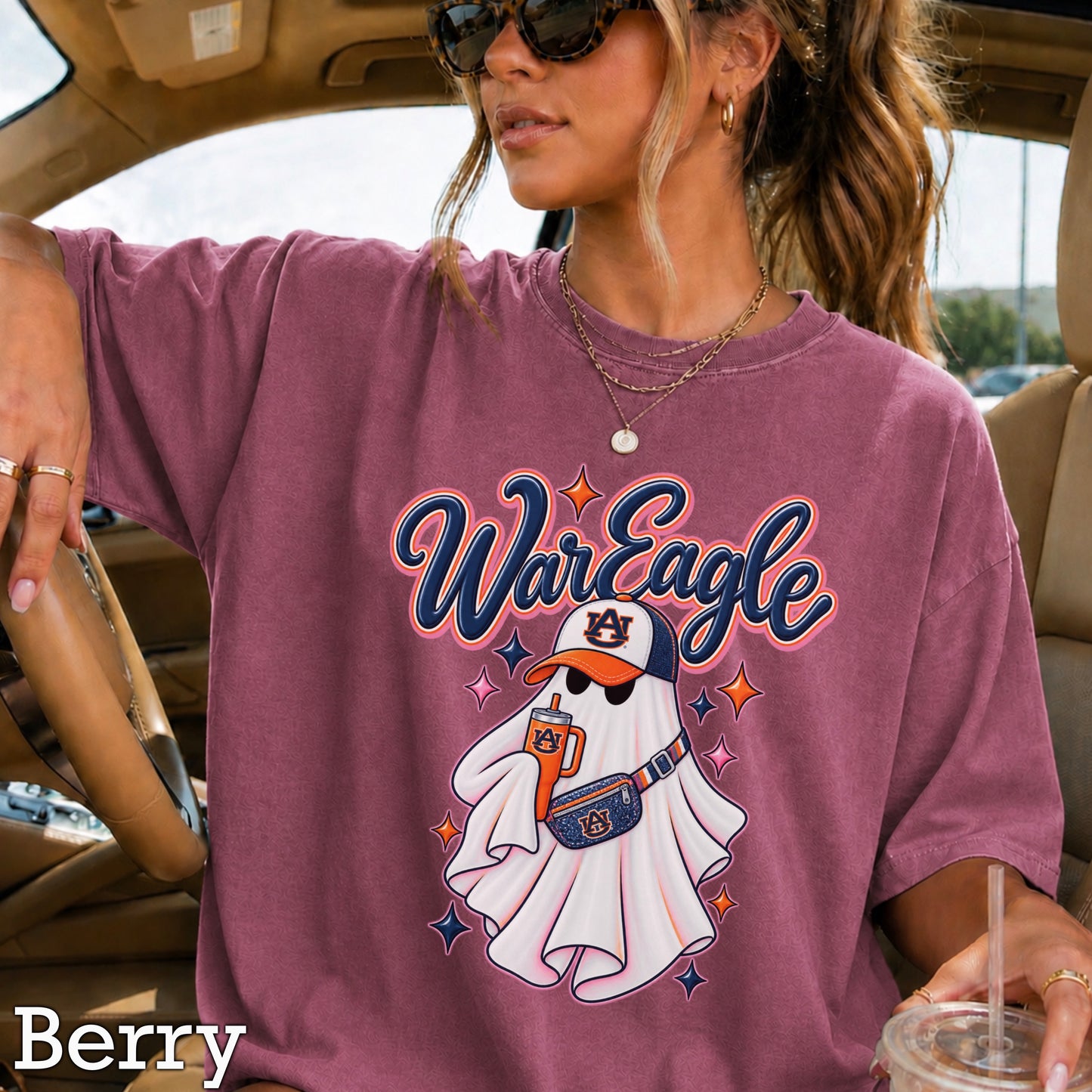 Auburn Halloween Ghost Comfort Color Graphic Tee