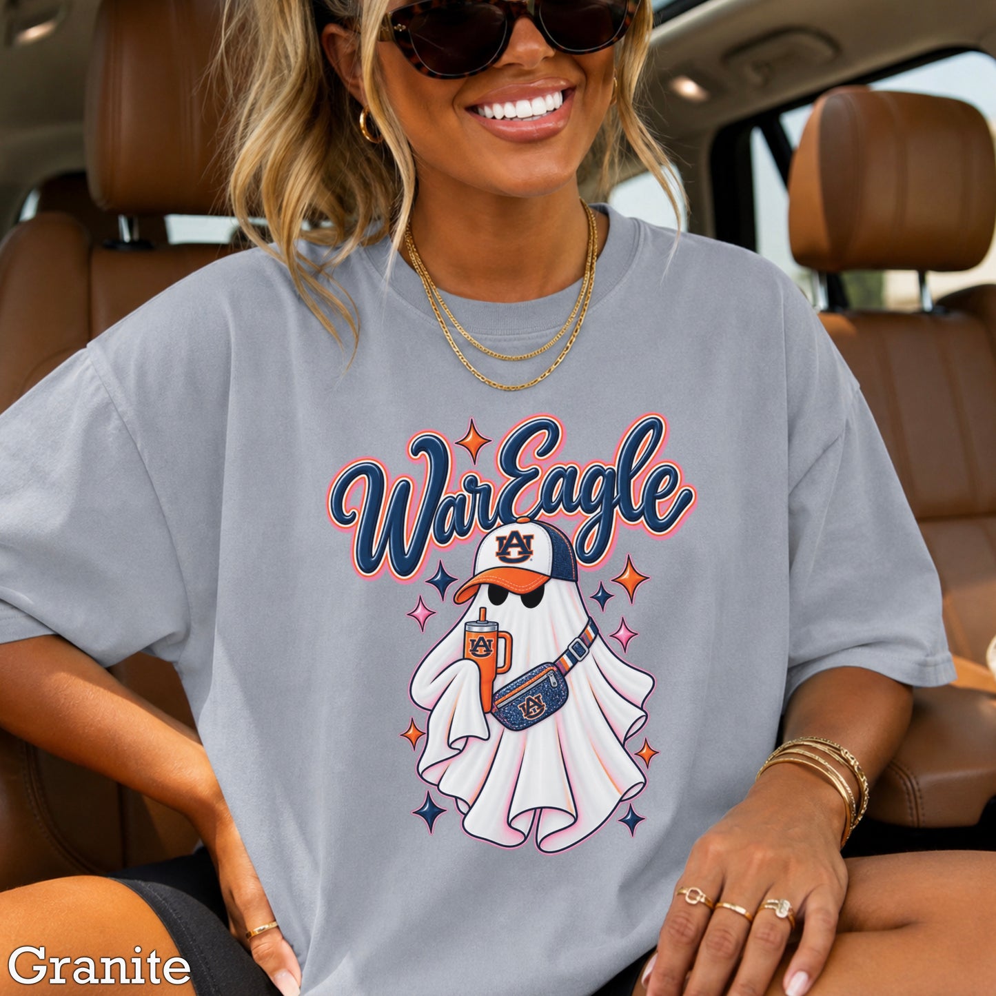 Auburn Halloween Ghost Comfort Color Graphic Tee
