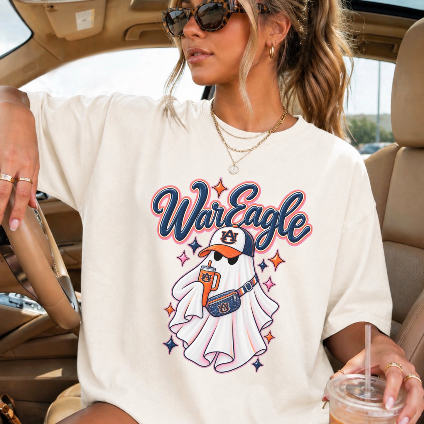 Auburn Halloween Ghost Comfort Color Graphic Tee