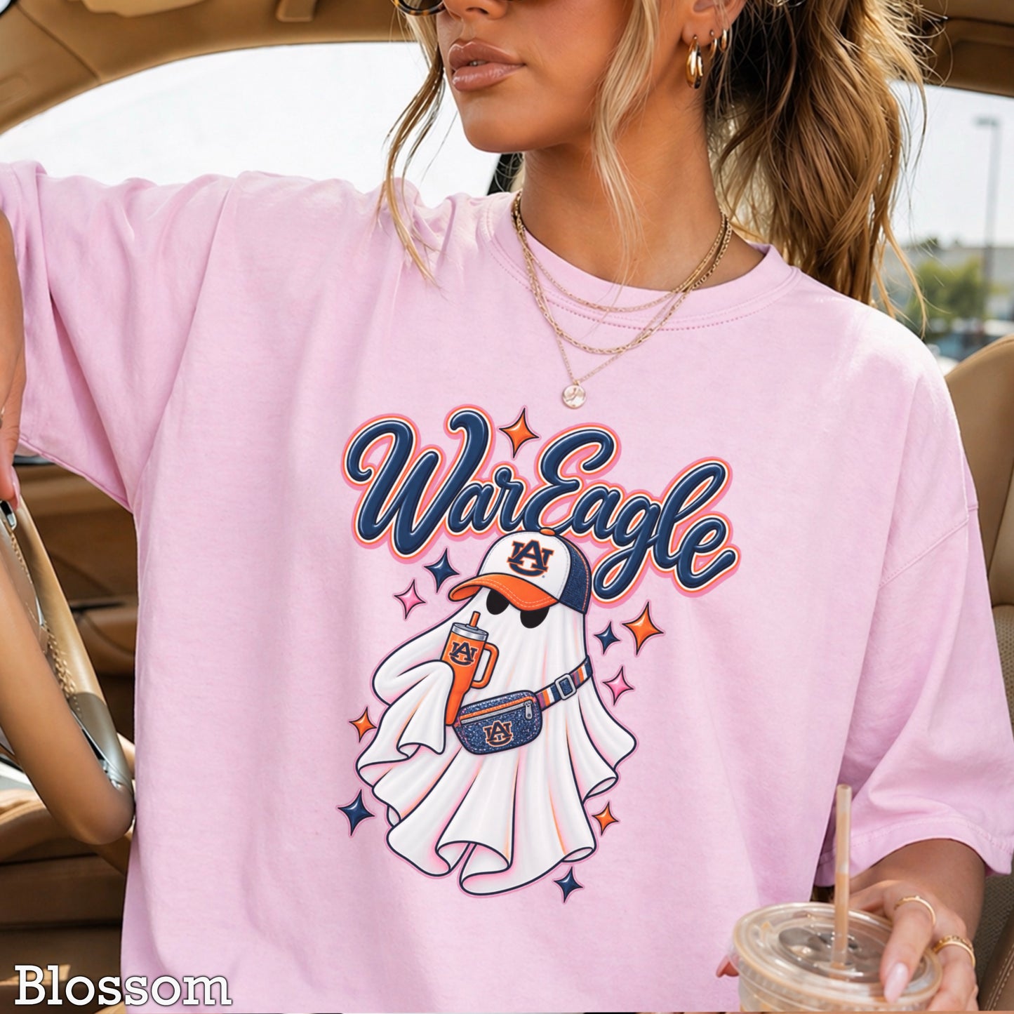 Auburn Halloween Ghost Comfort Color Graphic Tee