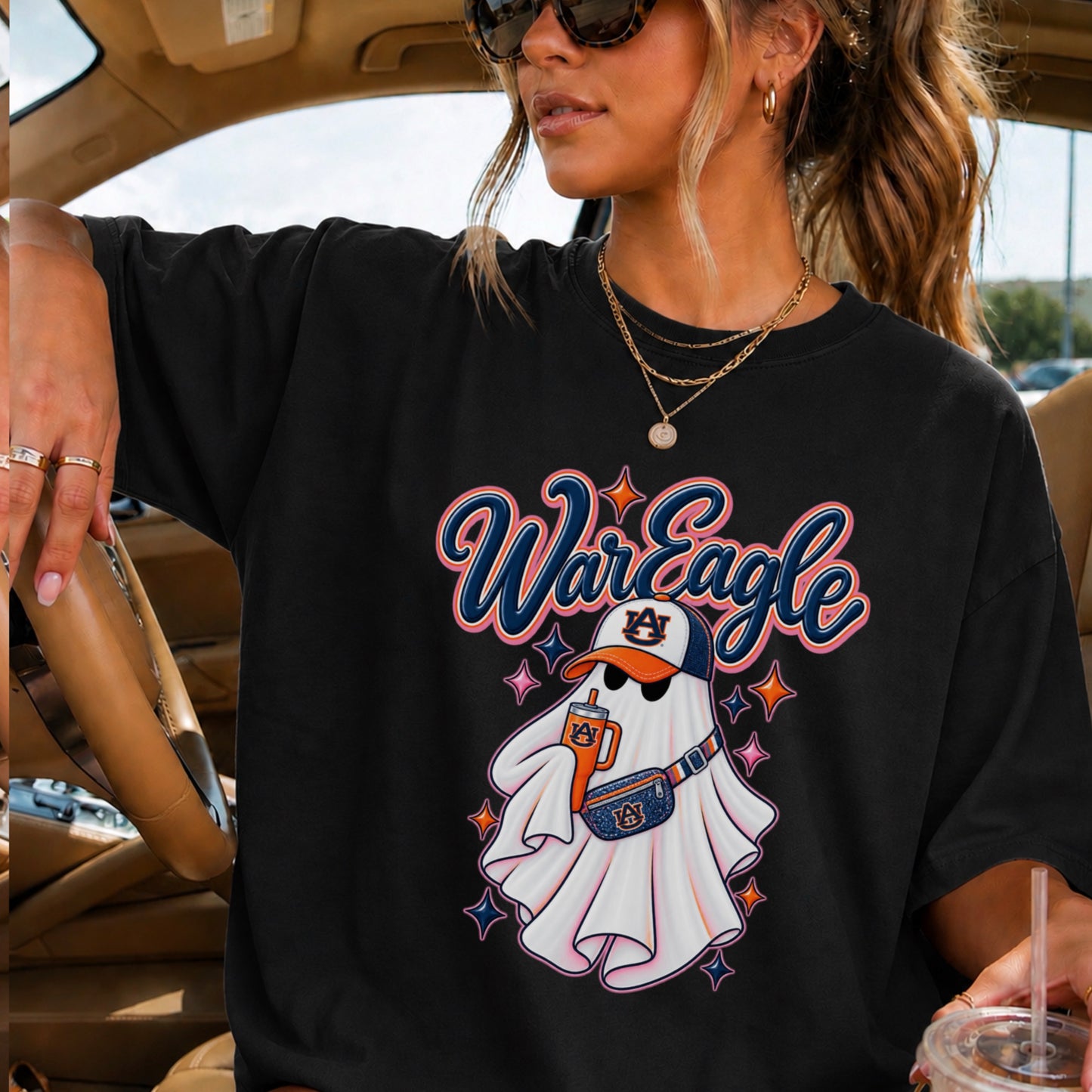 Auburn Halloween Ghost Comfort Color Graphic Tee