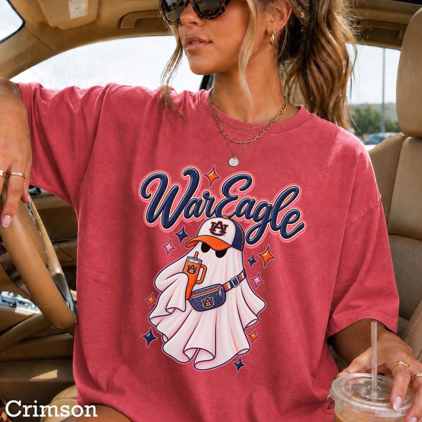 Auburn Halloween Ghost Comfort Color Graphic Tee