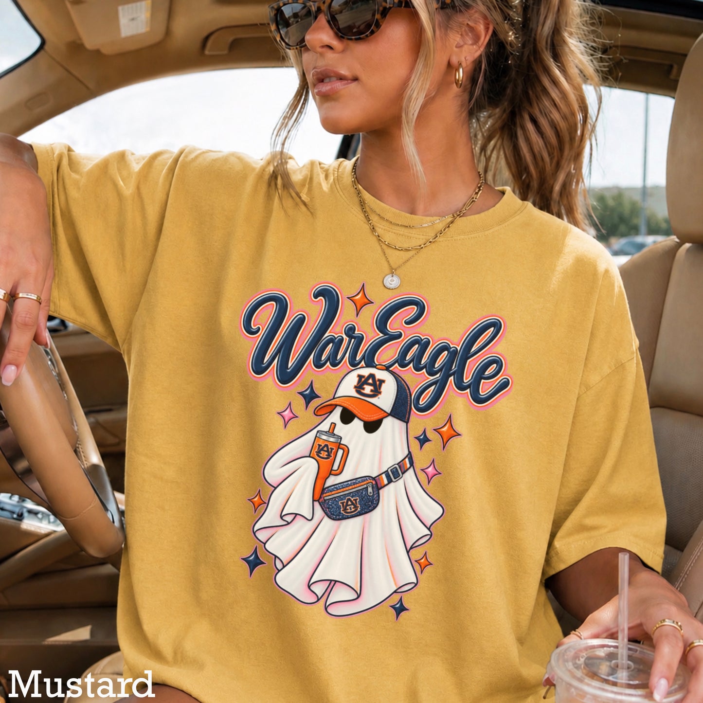 Auburn Halloween Ghost Comfort Color Graphic Tee