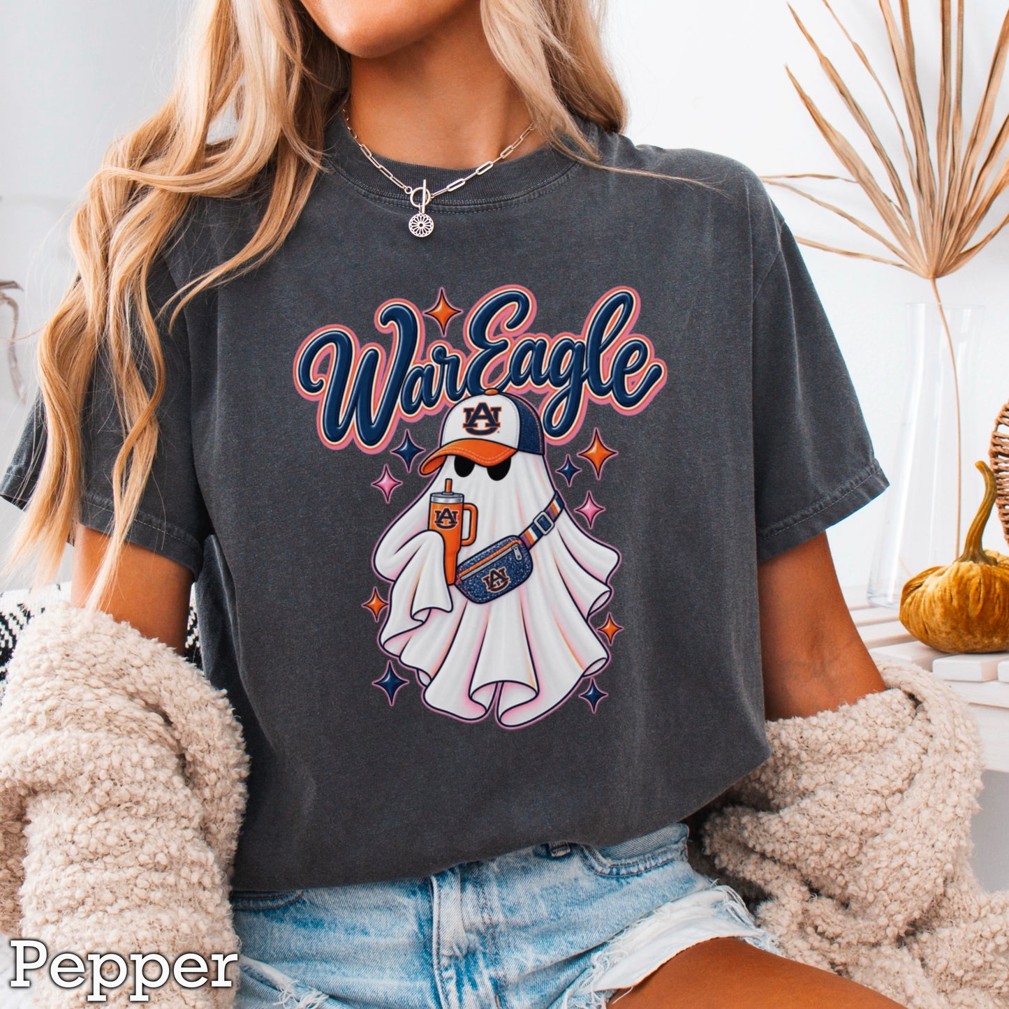 Auburn Halloween Ghost Comfort Color Graphic Tee