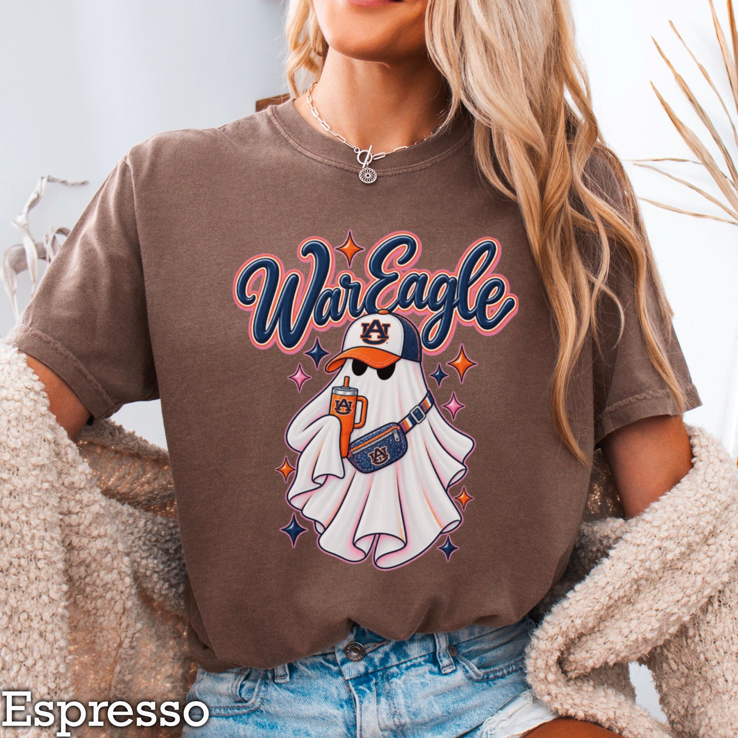 Auburn Halloween Ghost Comfort Color Graphic Tee