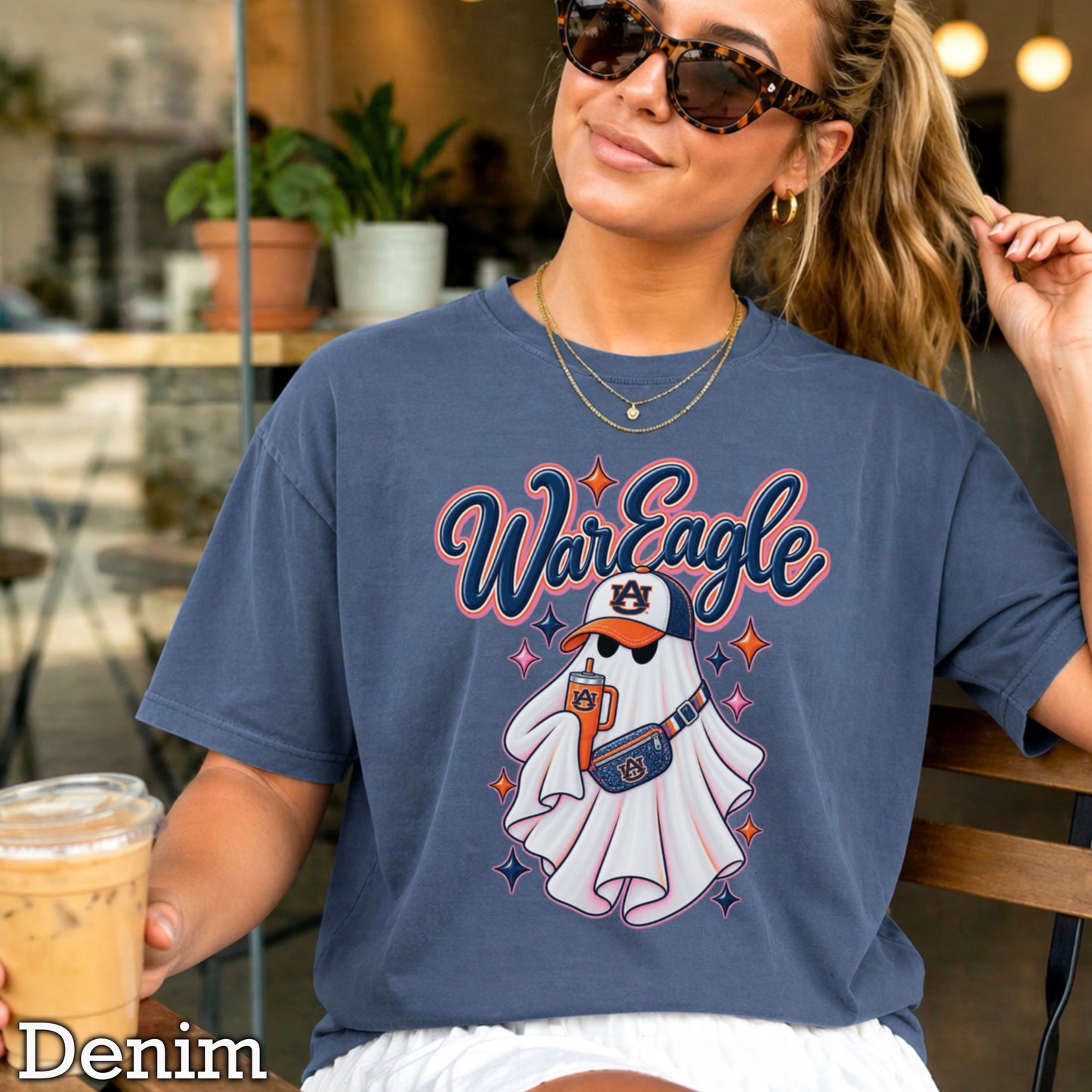Auburn Halloween Ghost Comfort Color Graphic Tee