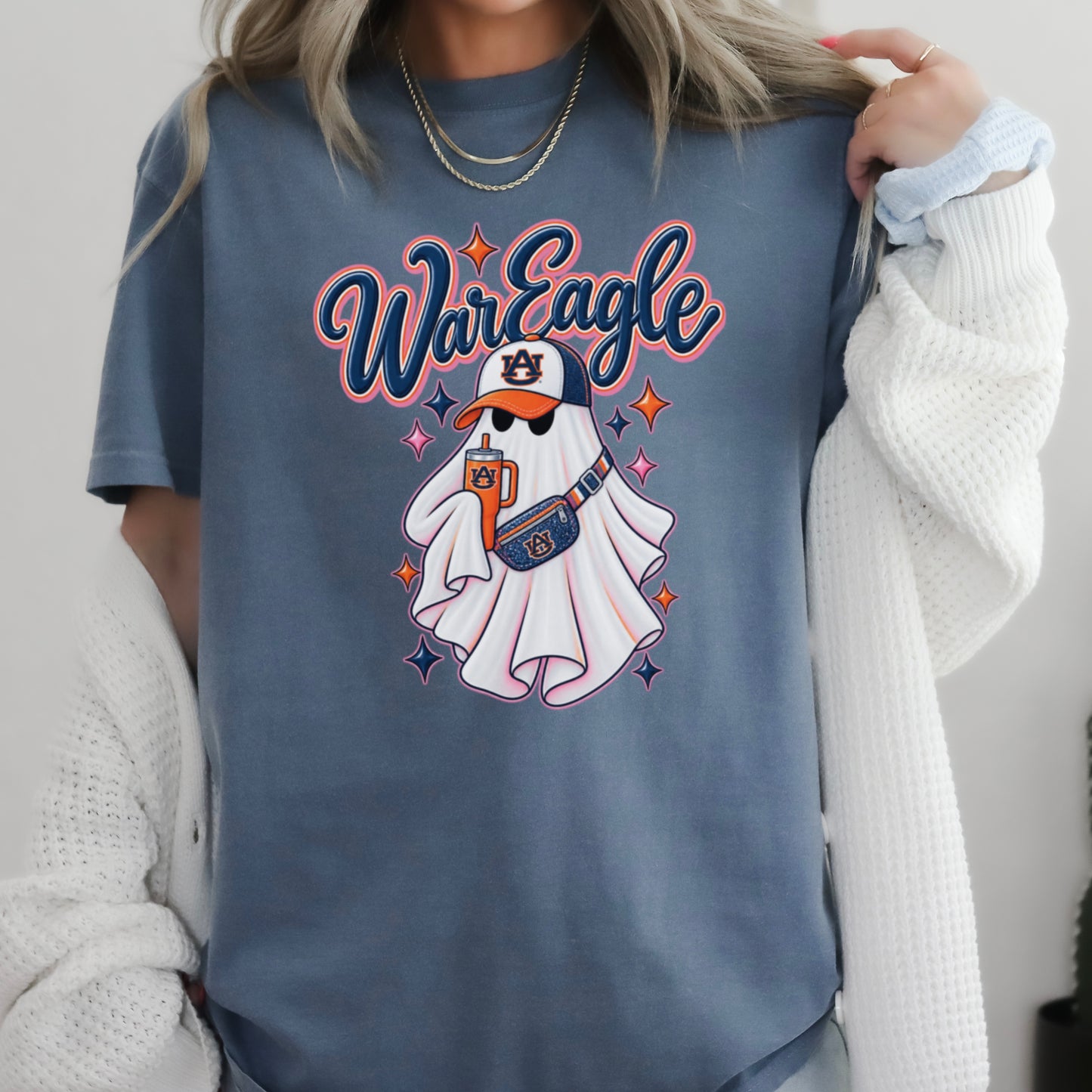 Auburn Halloween Ghost Comfort Color Graphic Tee