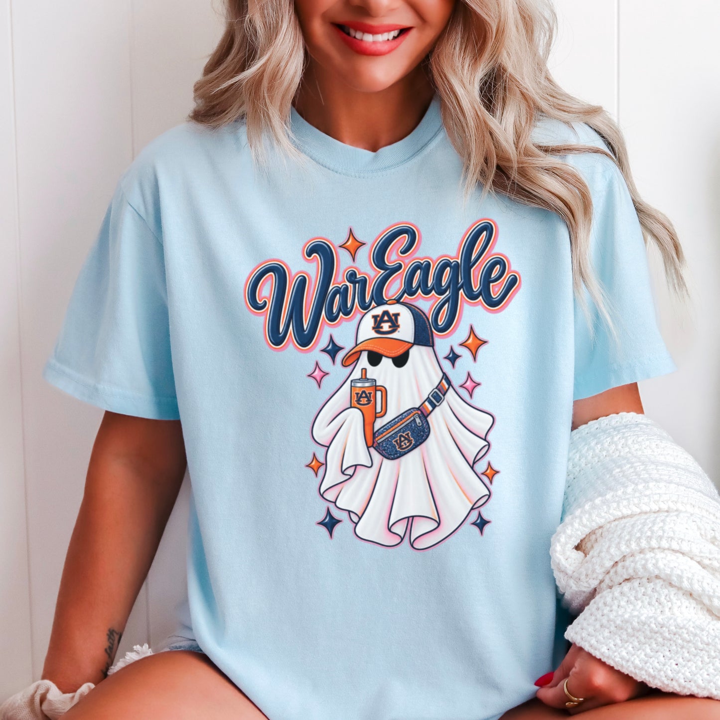 Auburn Halloween Ghost Comfort Color Graphic Tee