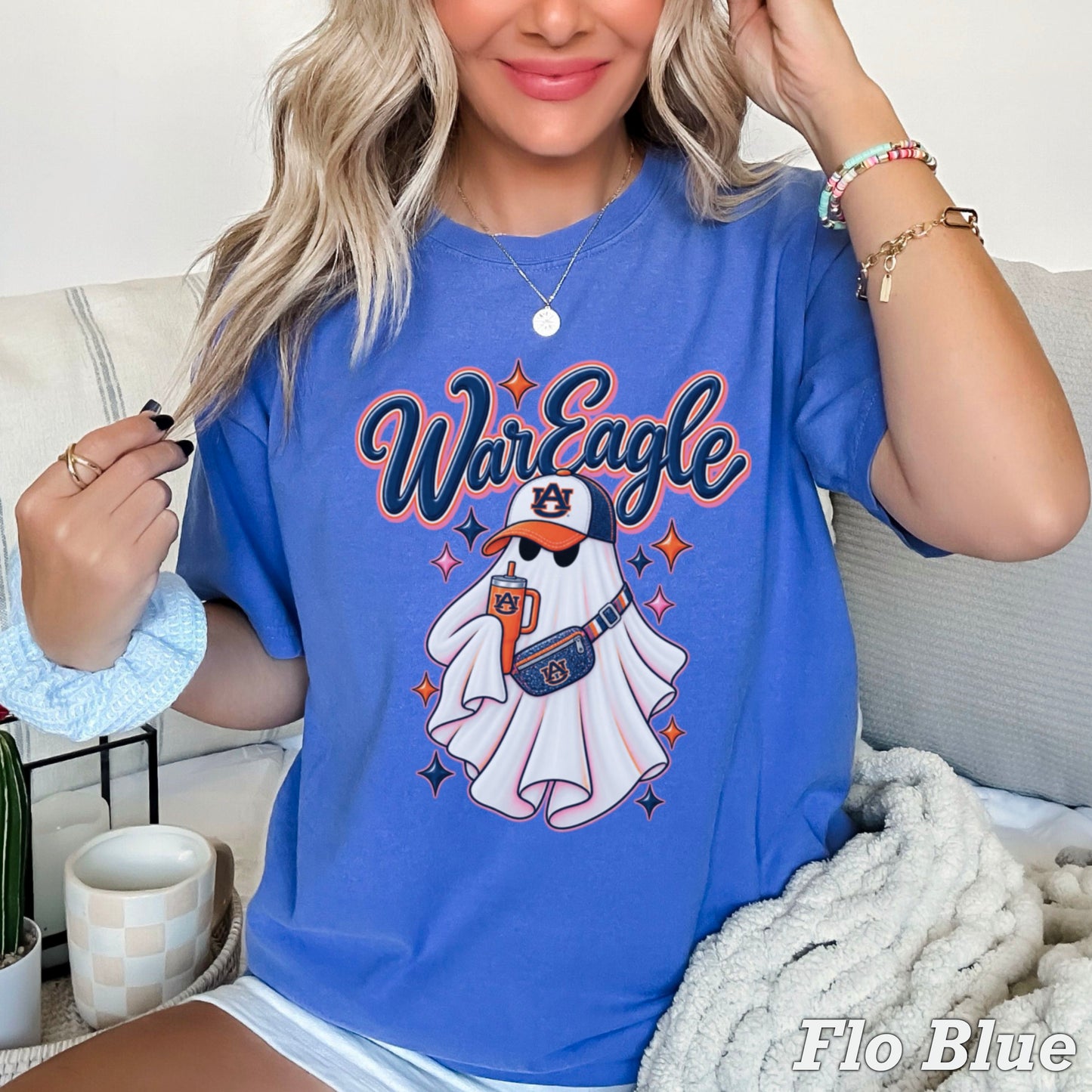 Auburn Halloween Ghost Comfort Color Graphic Tee