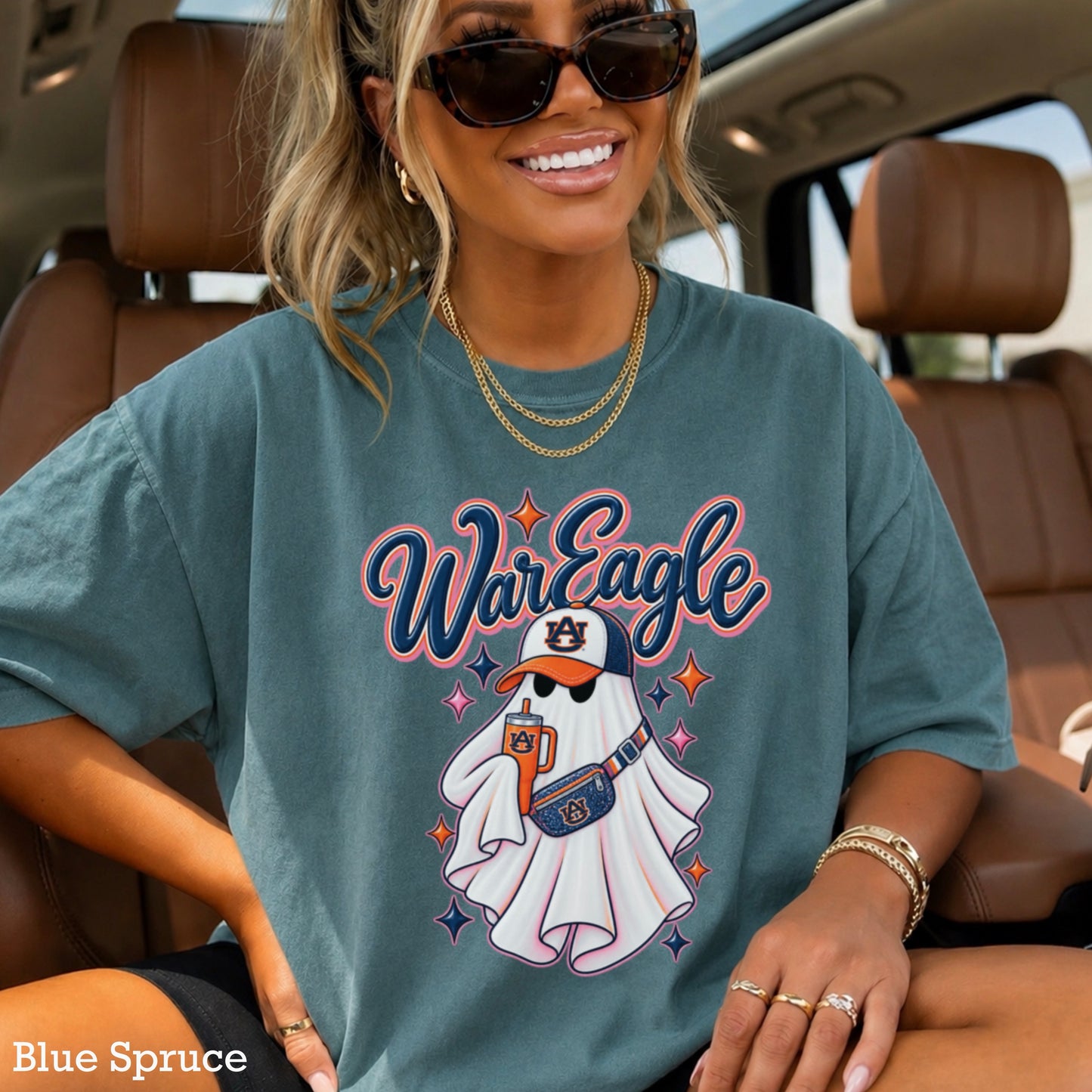 Auburn Halloween Ghost Comfort Color Graphic Tee