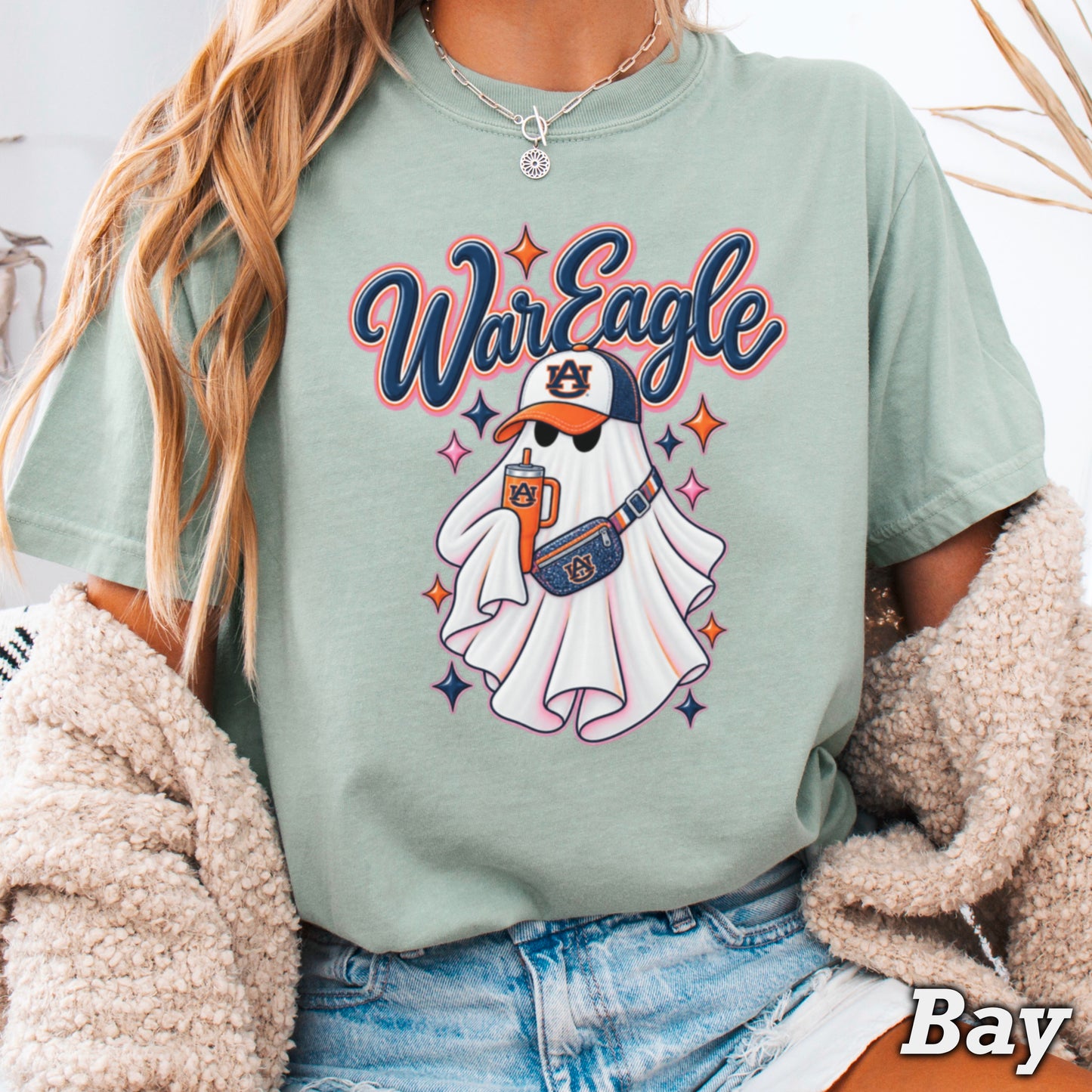 Auburn Halloween Ghost Comfort Color Graphic Tee