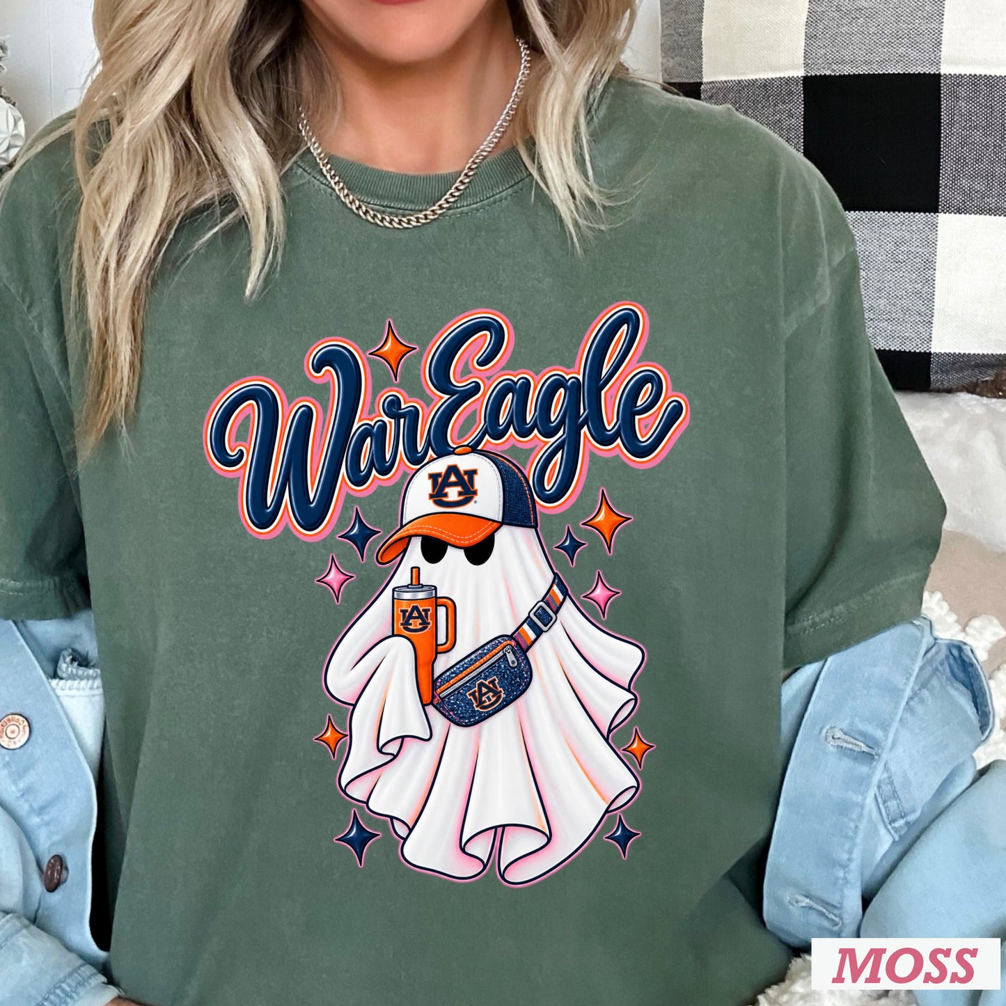 Auburn Halloween Ghost Comfort Color Graphic Tee