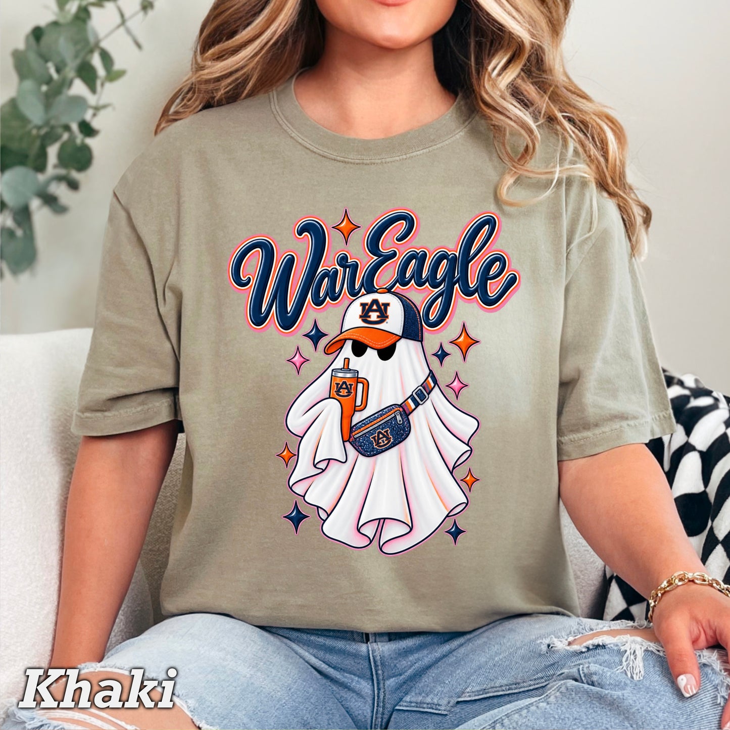Auburn Halloween Ghost Comfort Color Graphic Tee