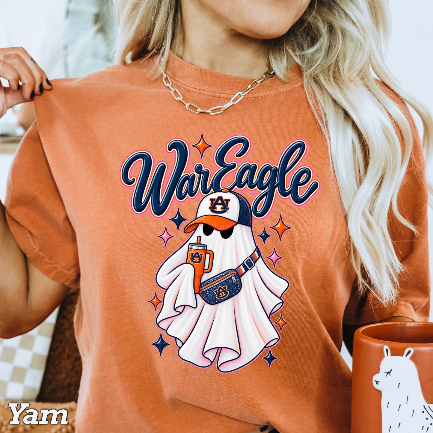 Auburn Halloween Ghost Comfort Color Graphic Tee