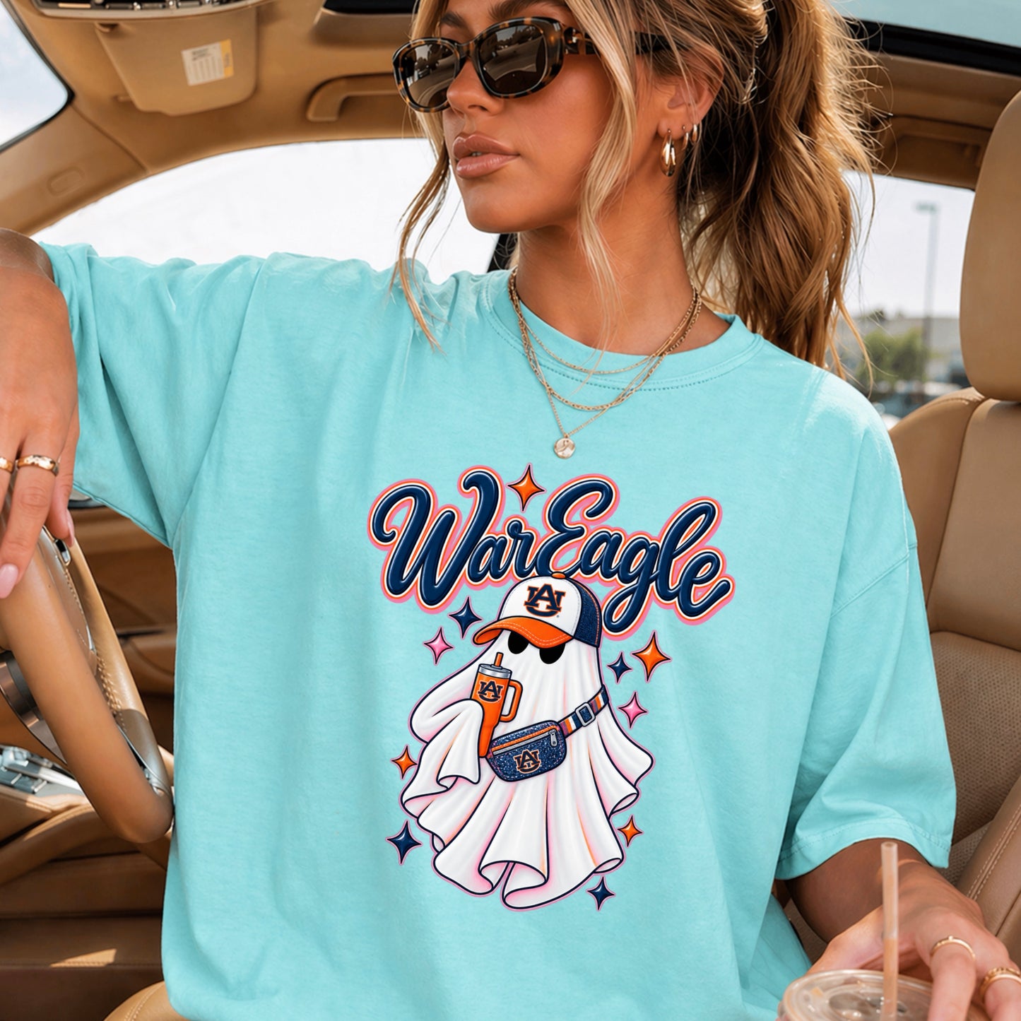 Auburn Halloween Ghost Comfort Color Graphic Tee