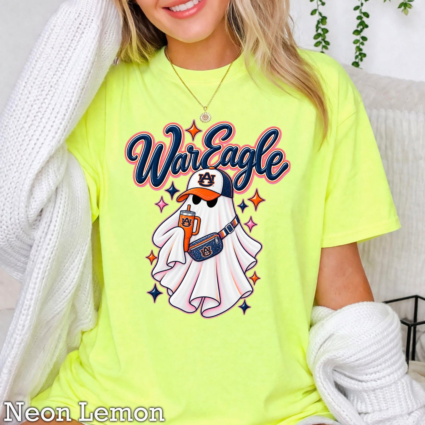 Auburn Halloween Ghost Comfort Color Graphic Tee