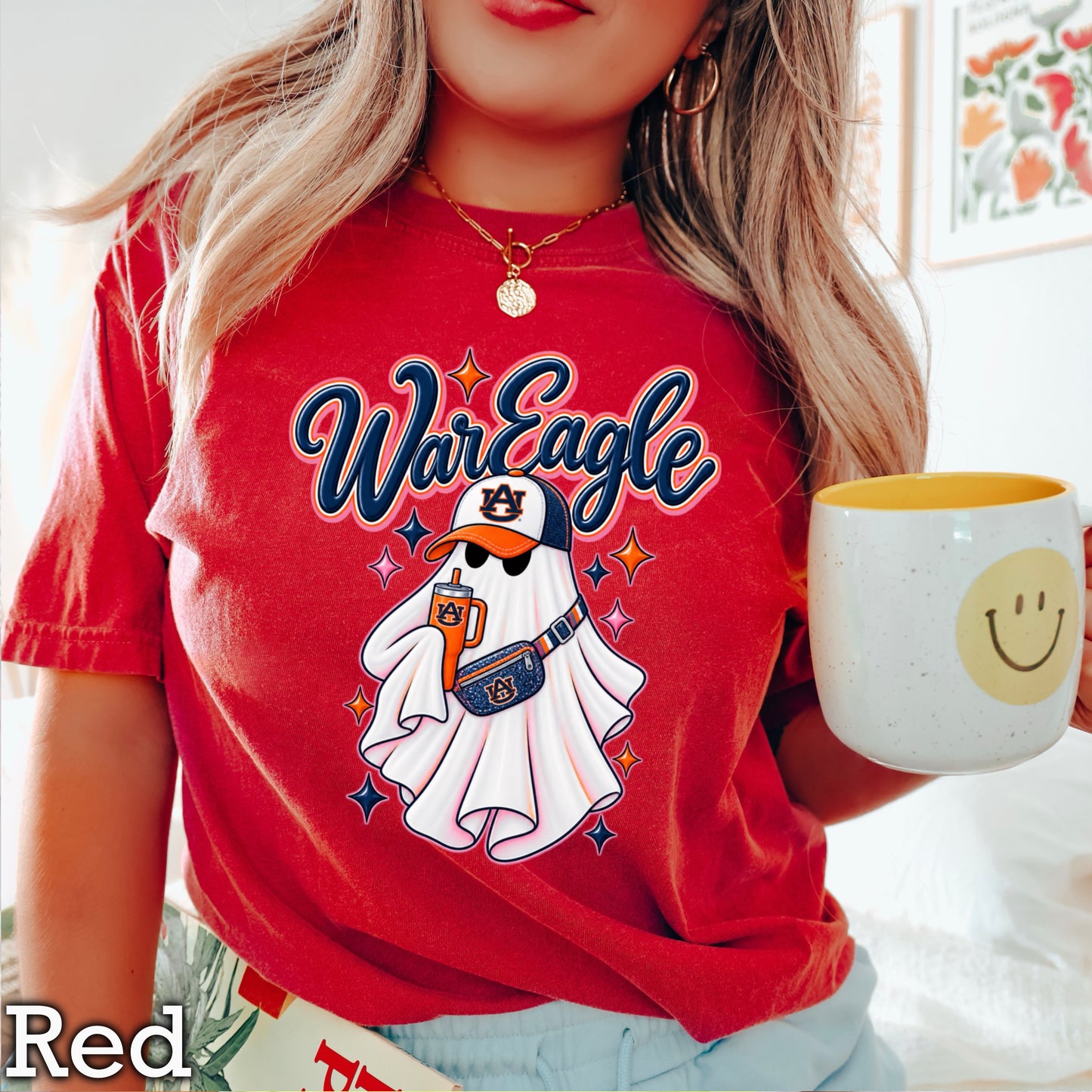 Auburn Halloween Ghost Comfort Color Graphic Tee