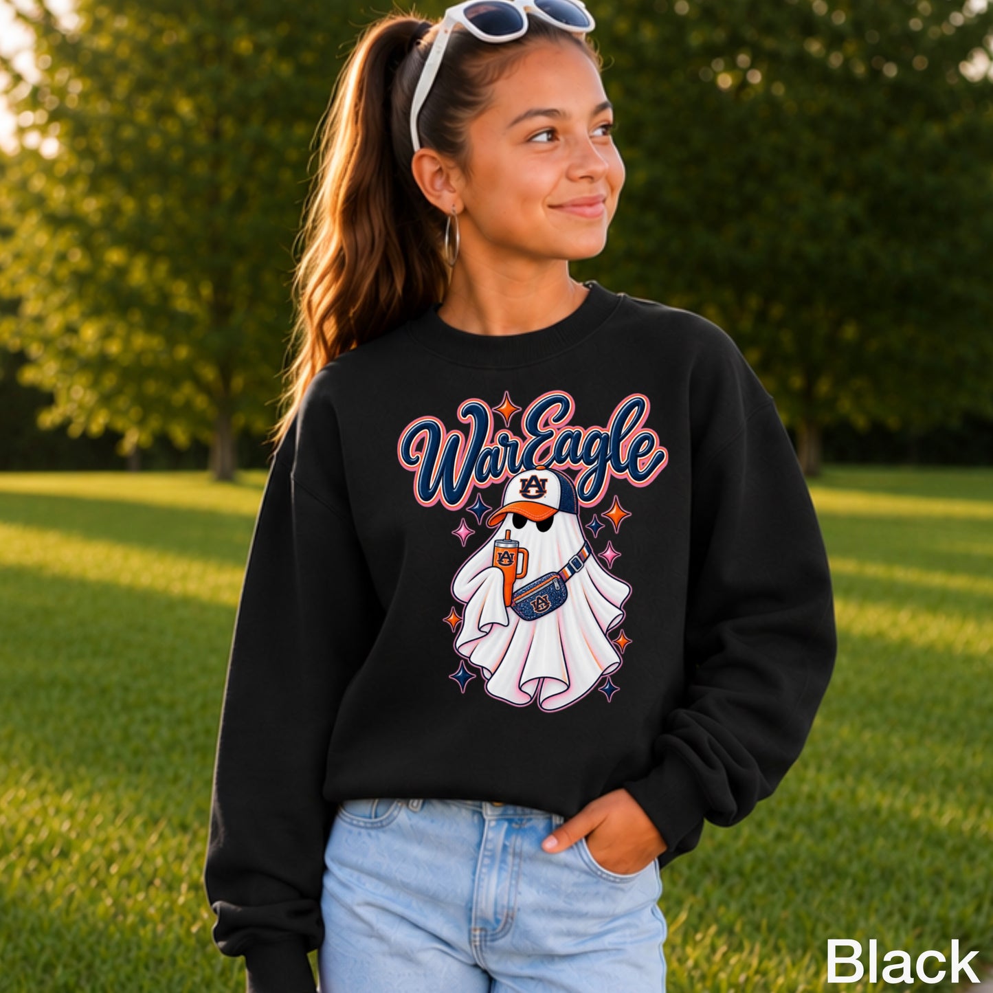 Auburn Halloween Ghost Youth Crewneck Sweatshirt