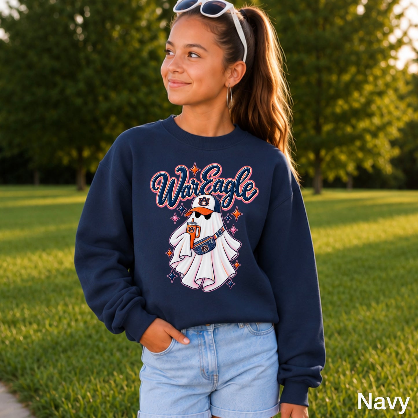 Auburn Halloween Ghost Youth Crewneck Sweatshirt