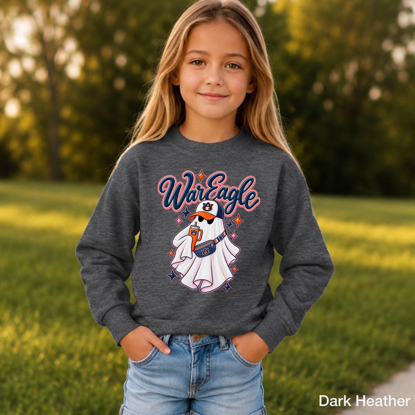 Auburn Halloween Ghost Youth Crewneck Sweatshirt