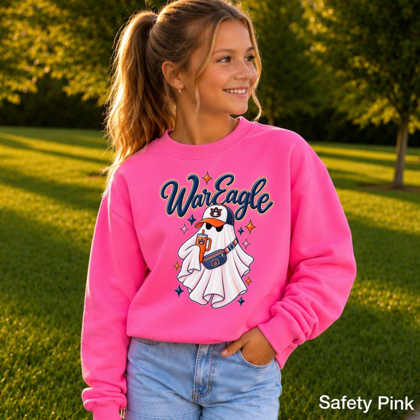 Auburn Halloween Ghost Youth Crewneck Sweatshirt