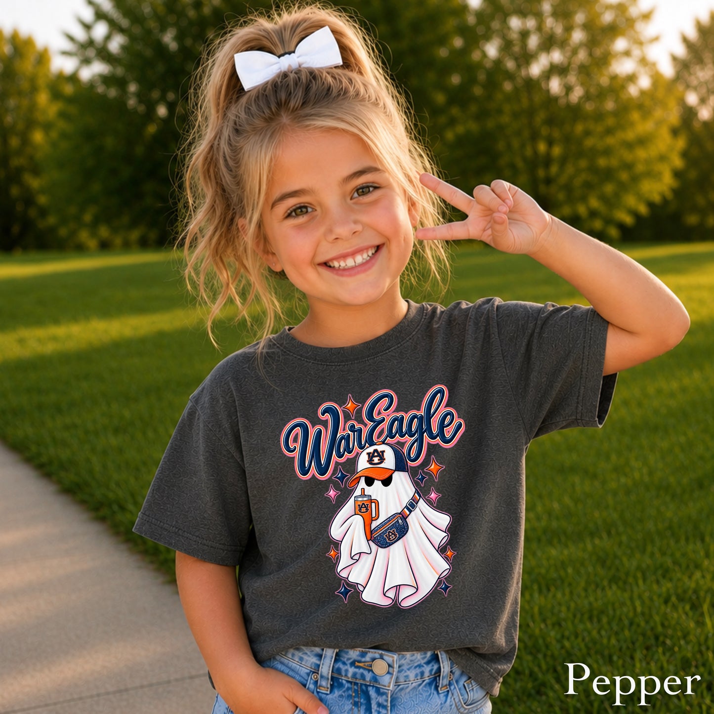 Auburn Halloween Ghost Youth Comfort Color T-Shirt