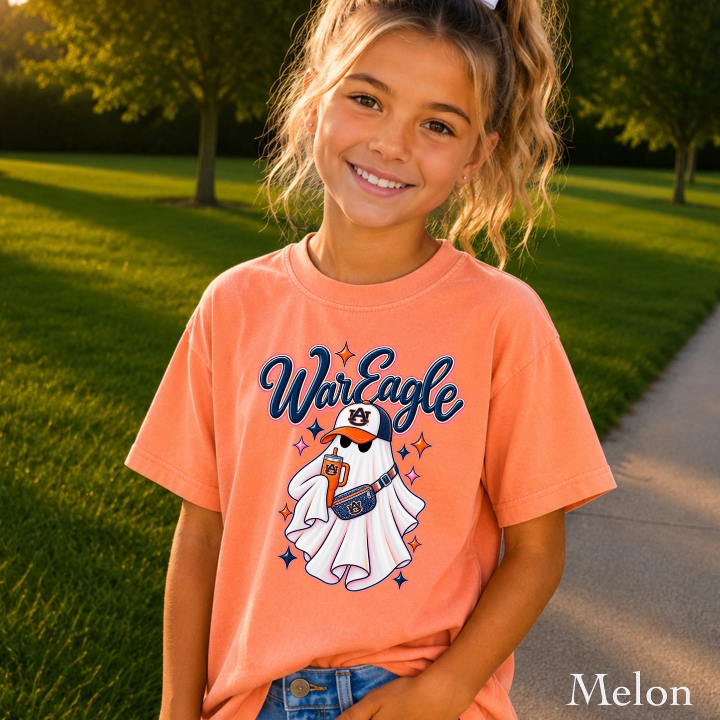 Auburn Halloween Ghost Youth Comfort Color T-Shirt