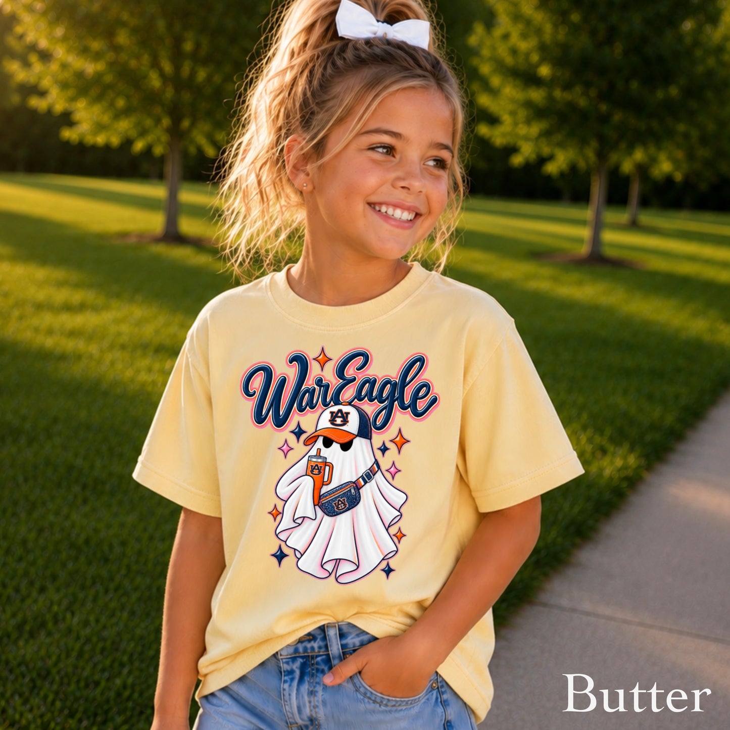 Auburn Halloween Ghost Youth Comfort Color T-Shirt