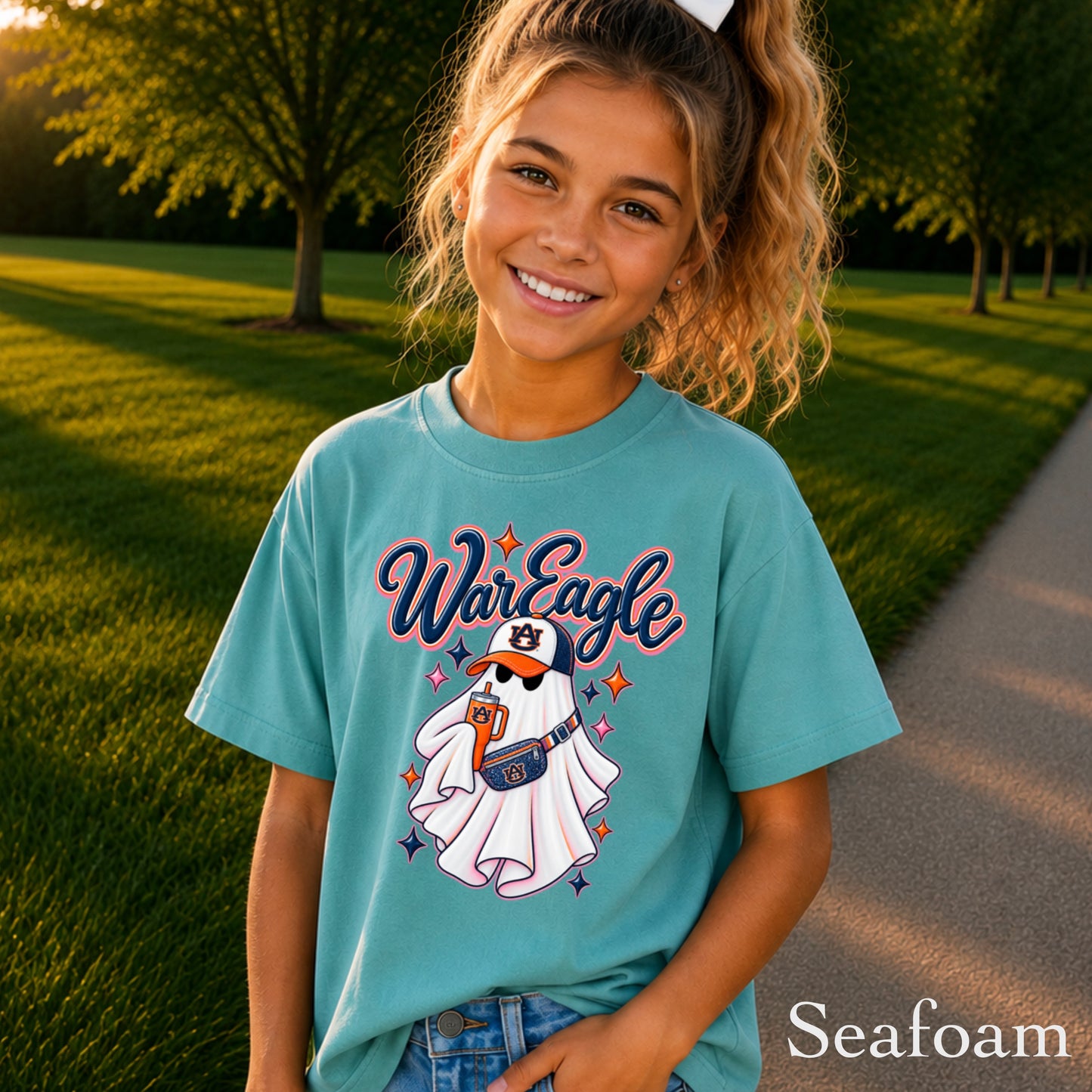 Auburn Halloween Ghost Youth Comfort Color T-Shirt