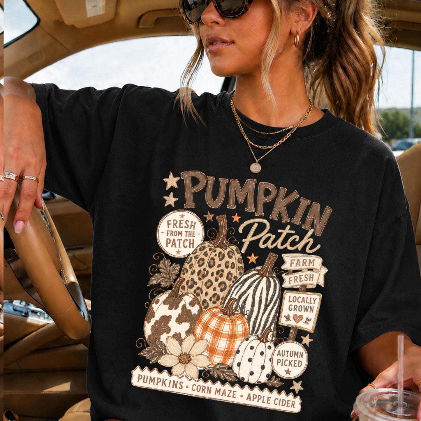Fall Pumpkin Patch Comfort Color Graphic Tee