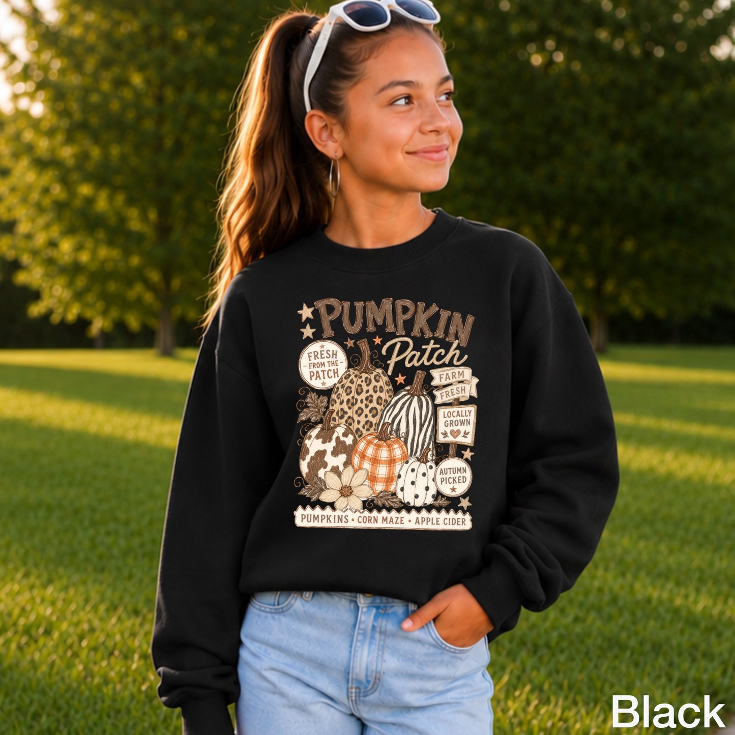 Fall Pumpkin Patch Youth Crewneck Sweatshirt