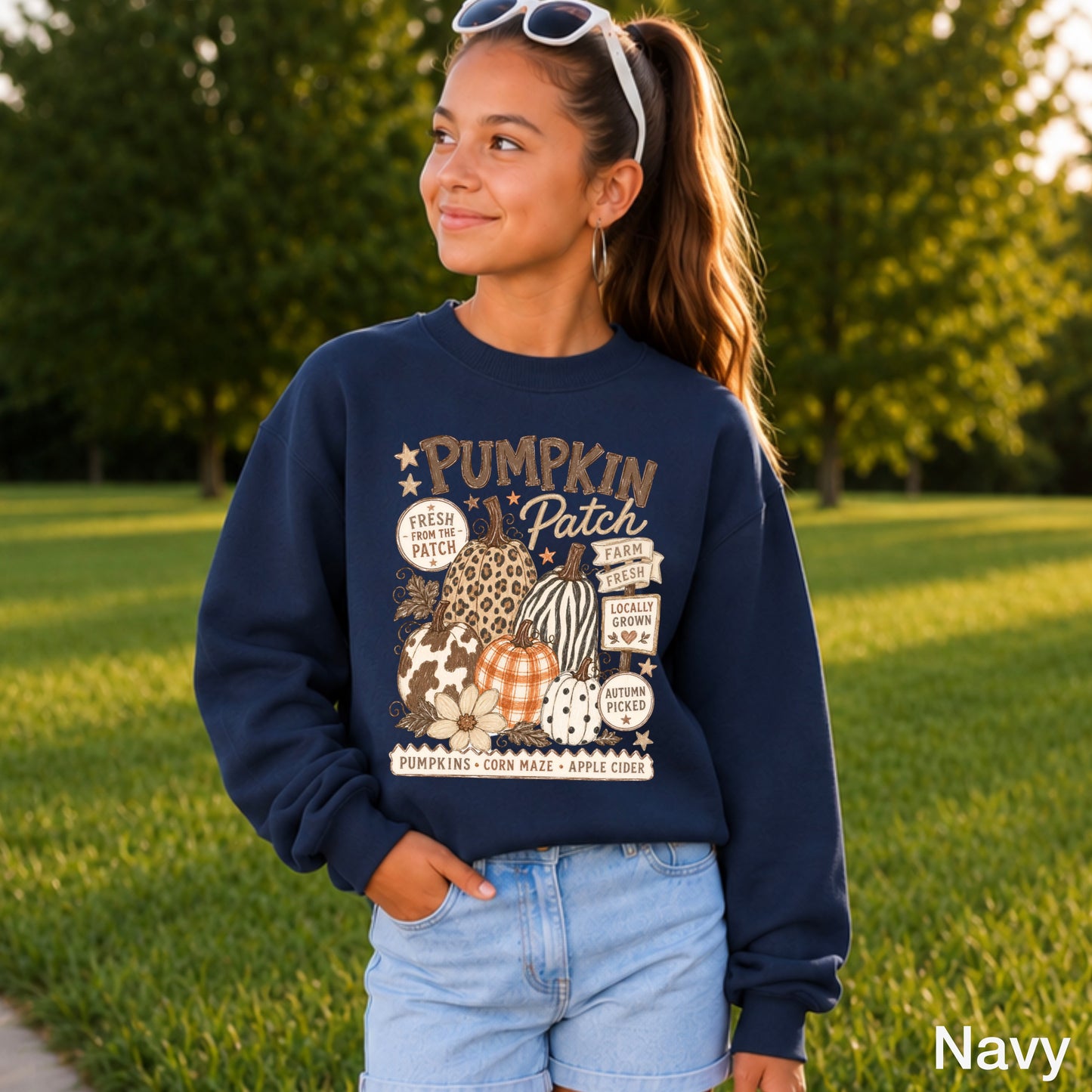 Fall Pumpkin Patch Youth Crewneck Sweatshirt