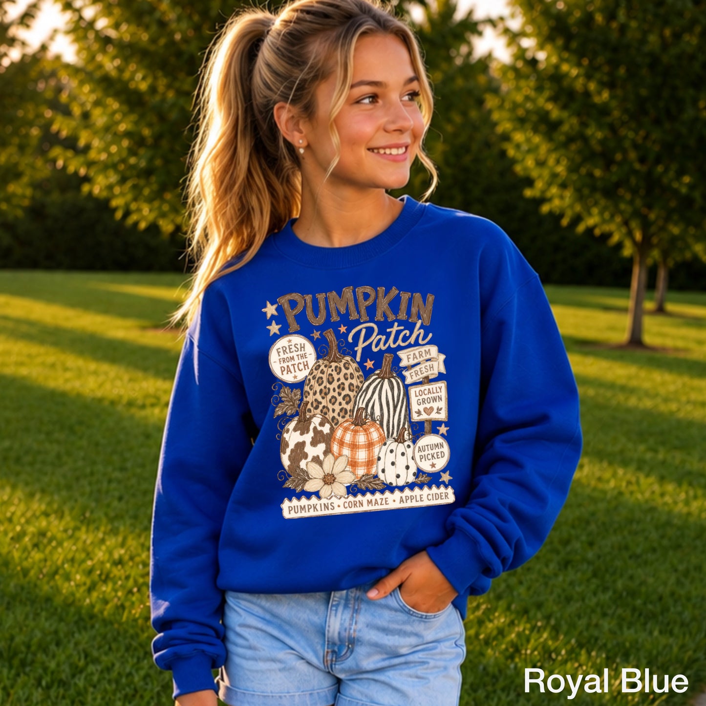 Fall Pumpkin Patch Youth Crewneck Sweatshirt