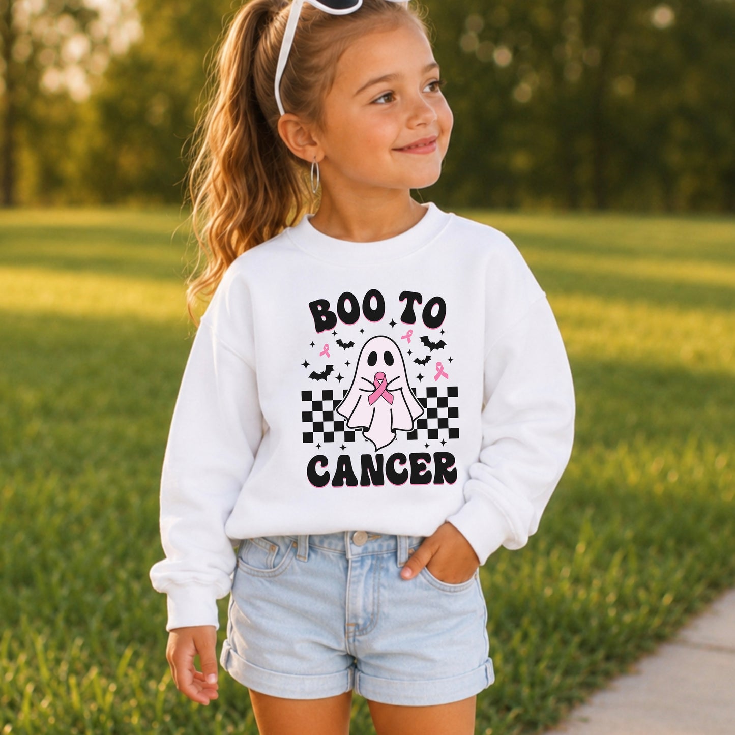 Boo To Cancer Youth Crewneck Sweatshirt