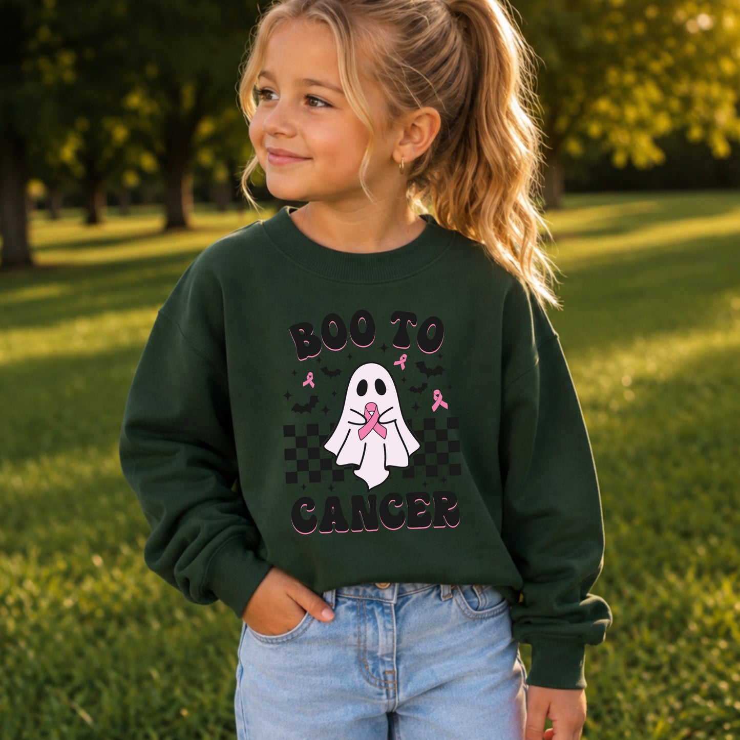 Boo To Cancer Youth Crewneck Sweatshirt