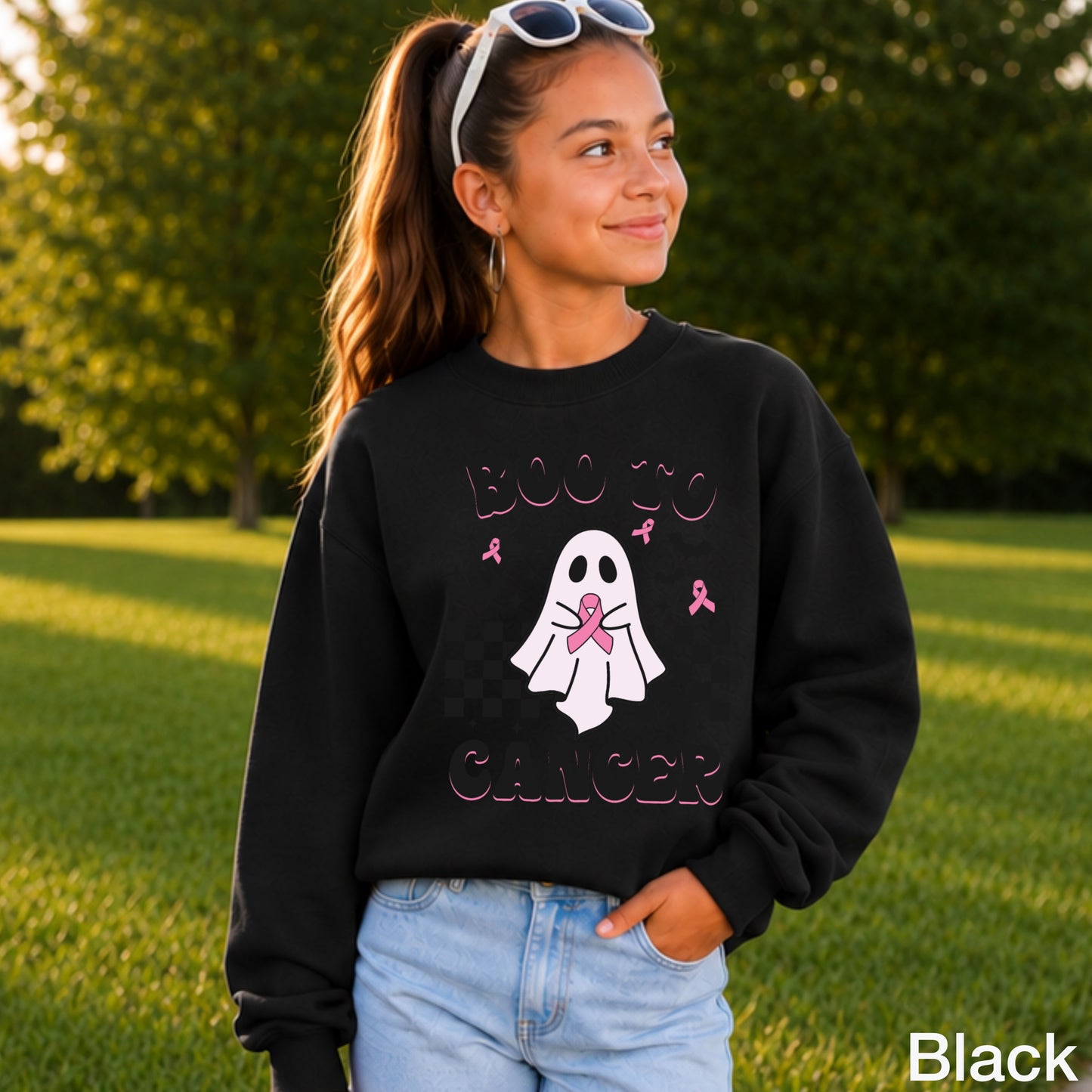 Boo To Cancer Youth Crewneck Sweatshirt