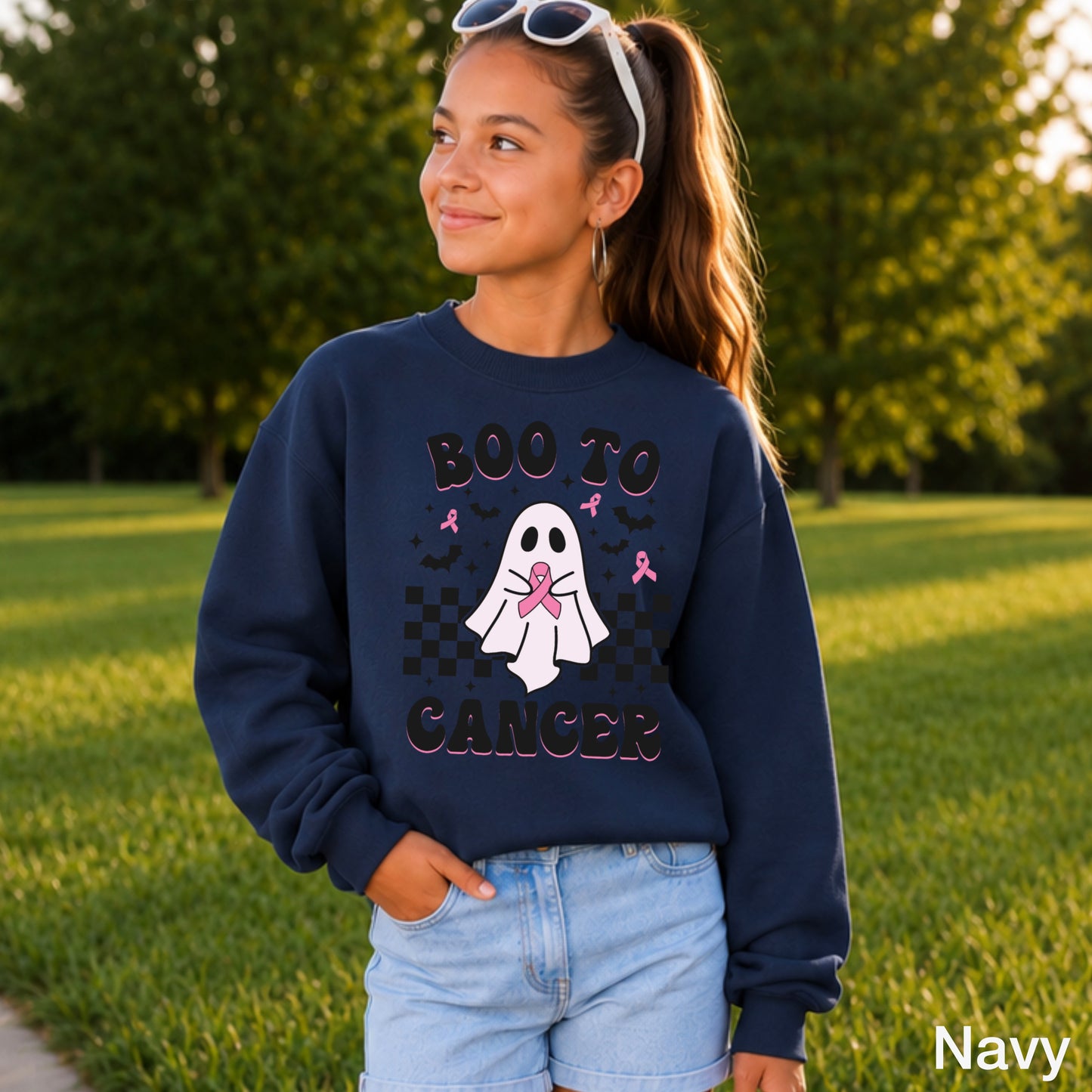 Boo To Cancer Youth Crewneck Sweatshirt