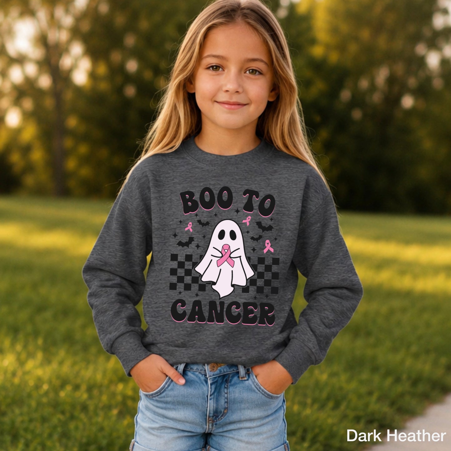 Boo To Cancer Youth Crewneck Sweatshirt