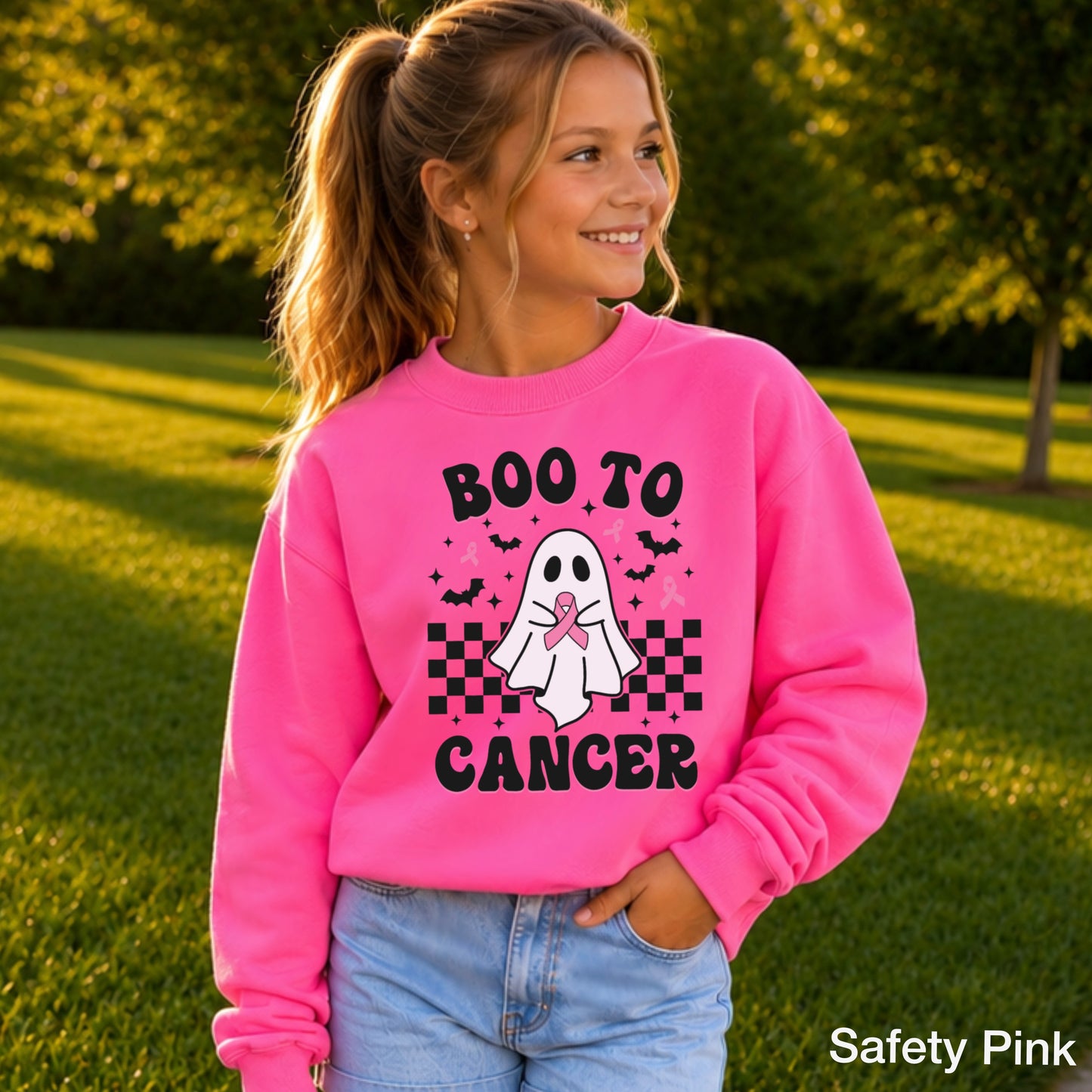 Boo To Cancer Youth Crewneck Sweatshirt