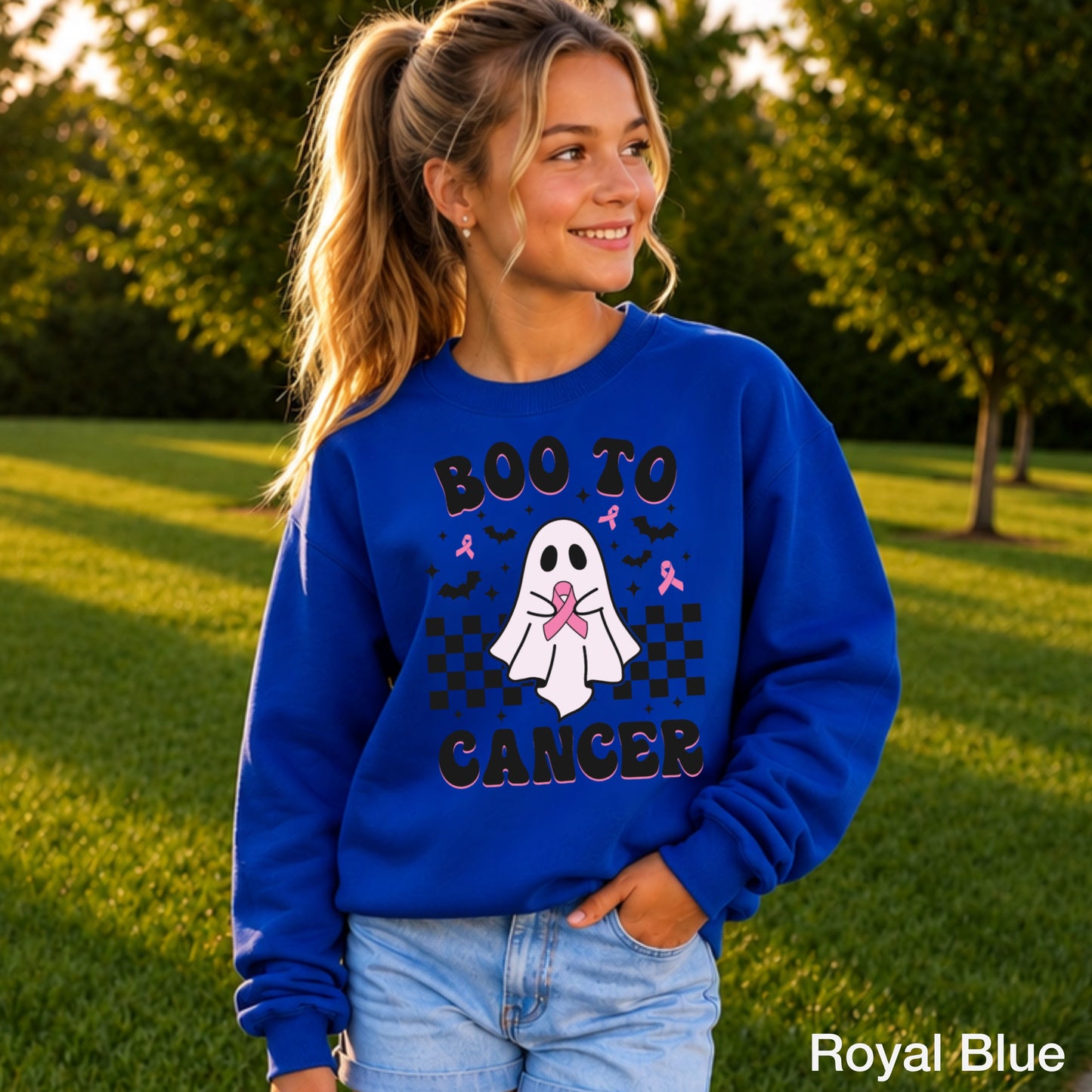 Boo To Cancer Youth Crewneck Sweatshirt