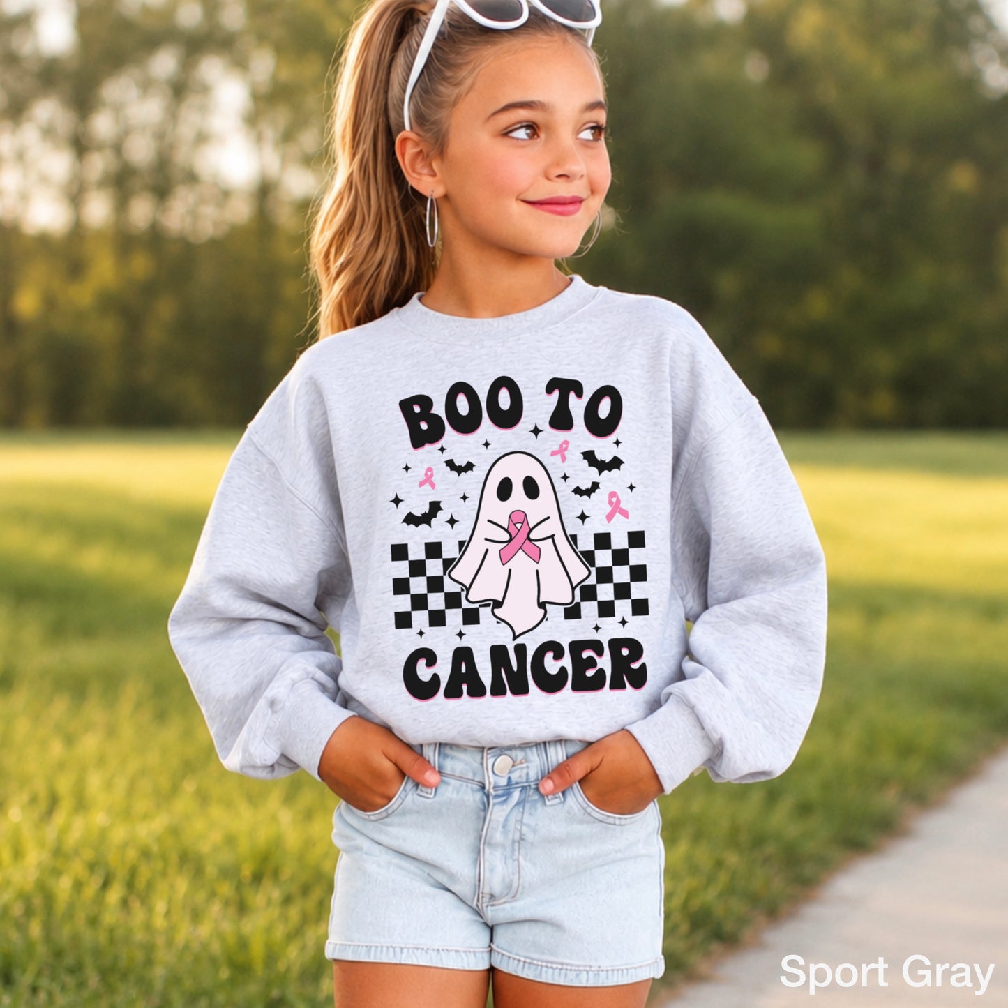 Boo To Cancer Youth Crewneck Sweatshirt