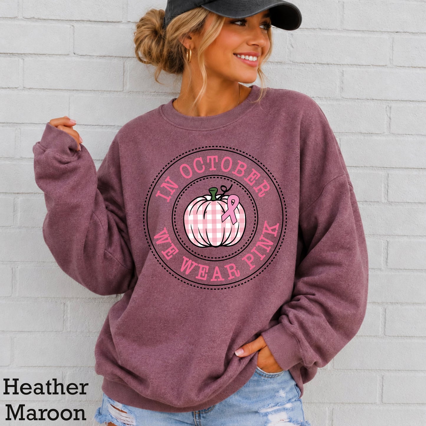 In October We Wear Pink Crewneck Sweatshirt