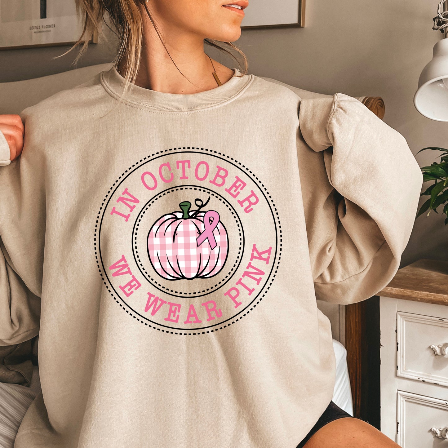 In October We Wear Pink Crewneck Sweatshirt