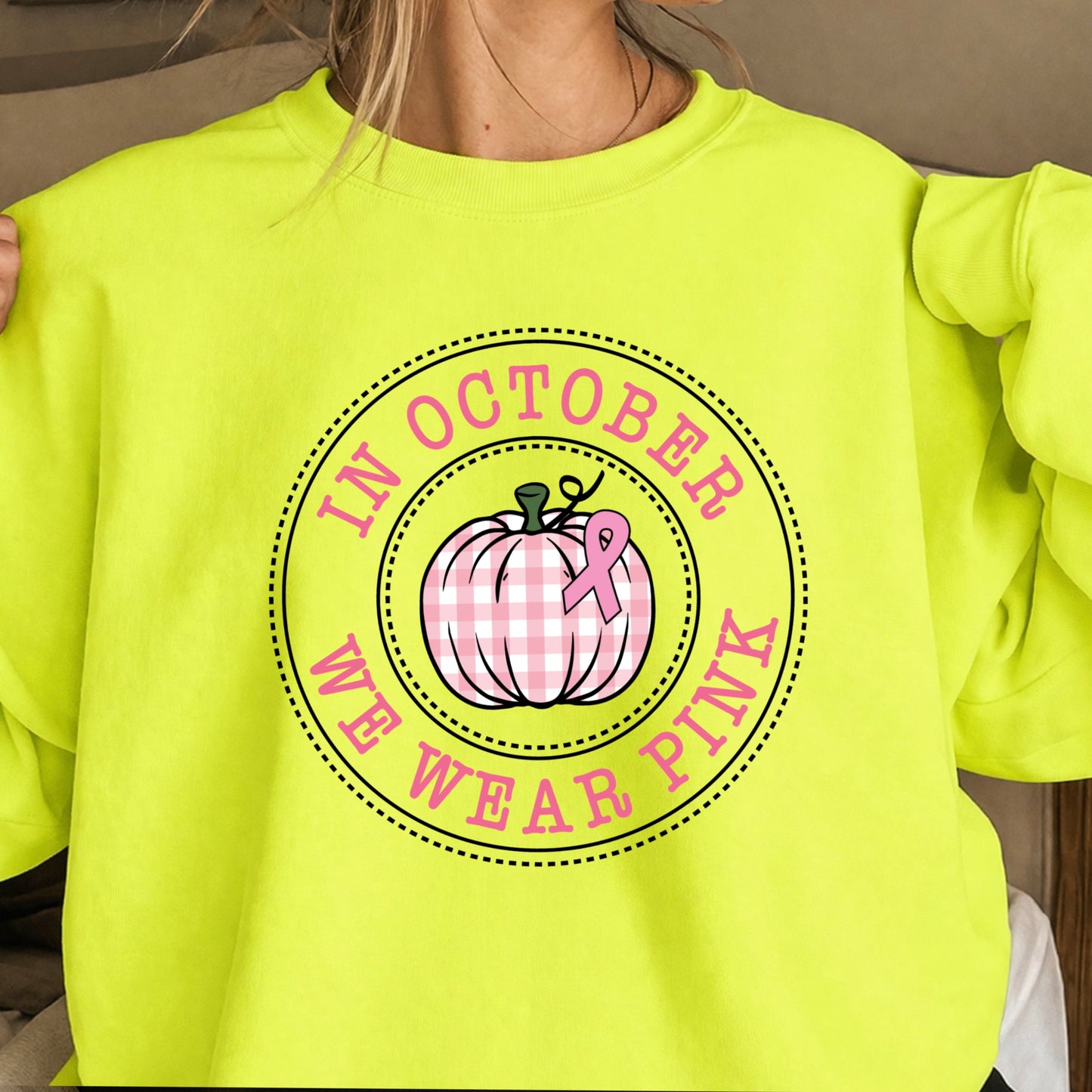 In October We Wear Pink Crewneck Sweatshirt