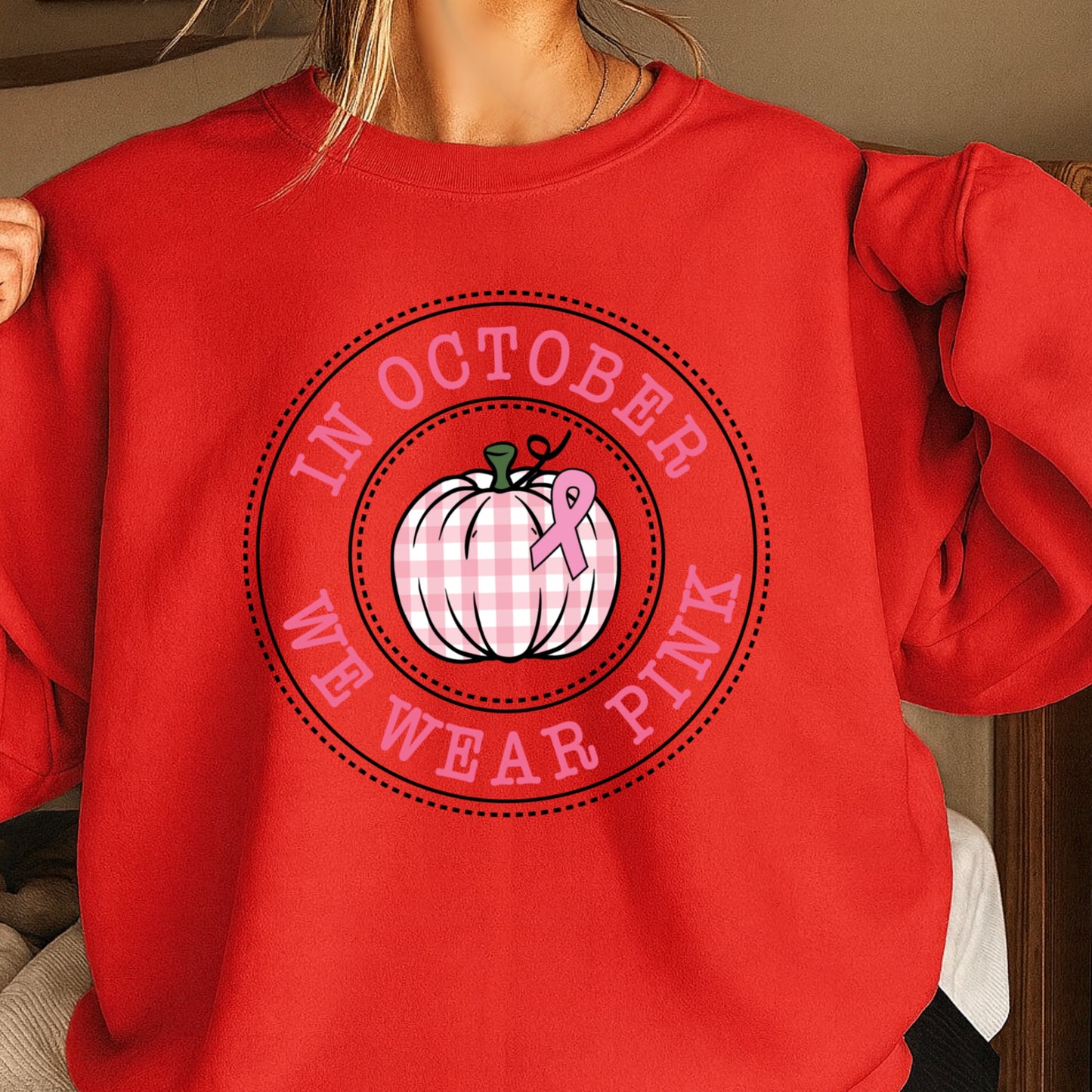 In October We Wear Pink Crewneck Sweatshirt