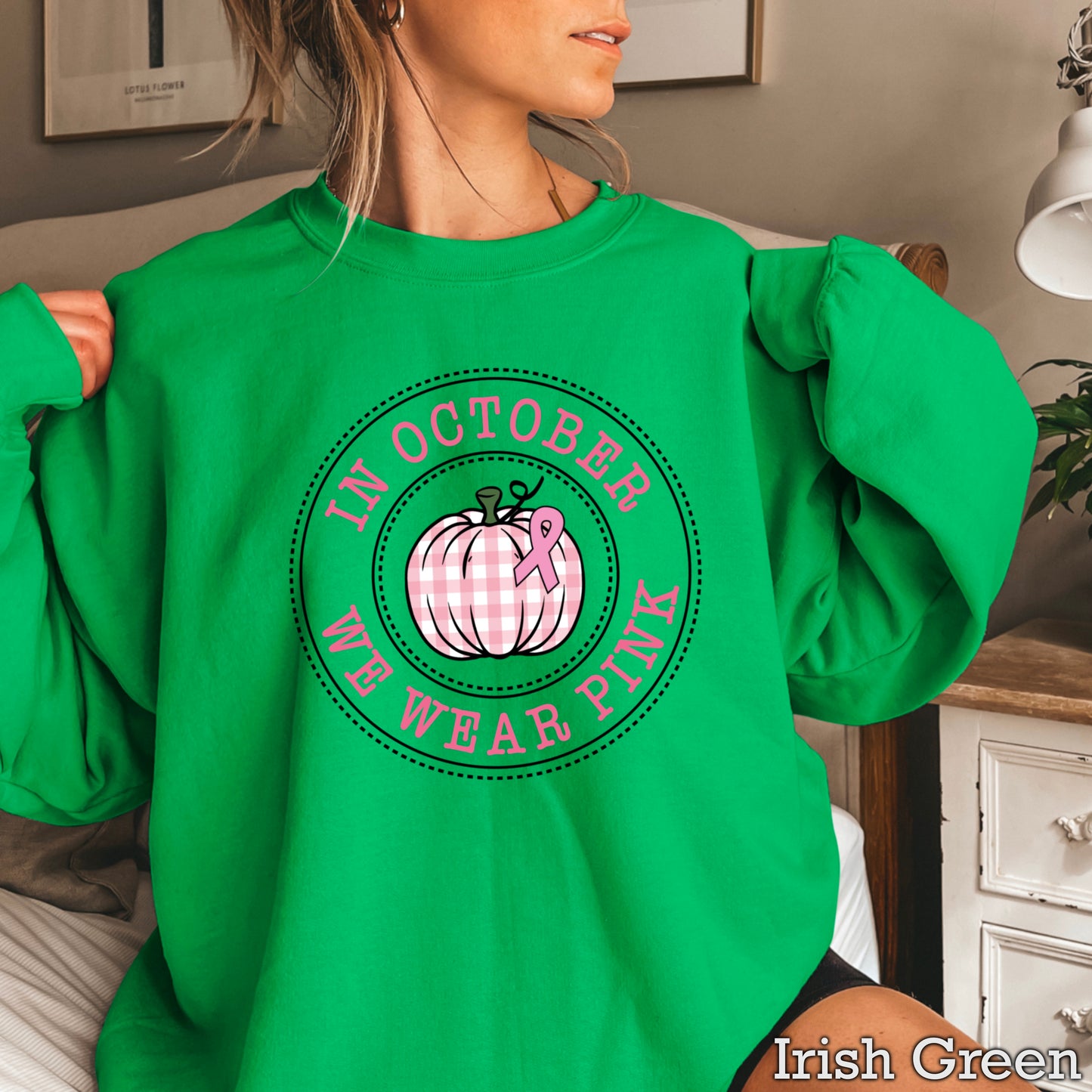 In October We Wear Pink Crewneck Sweatshirt