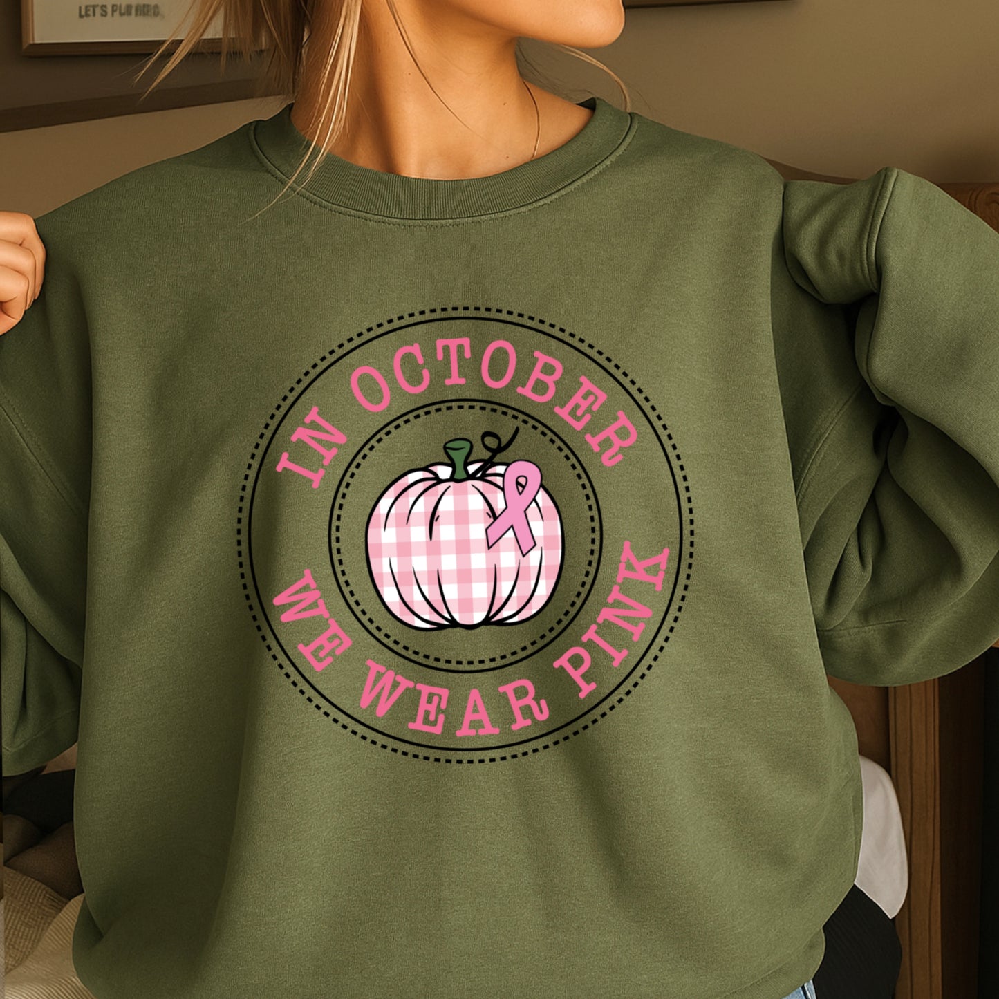 In October We Wear Pink Crewneck Sweatshirt