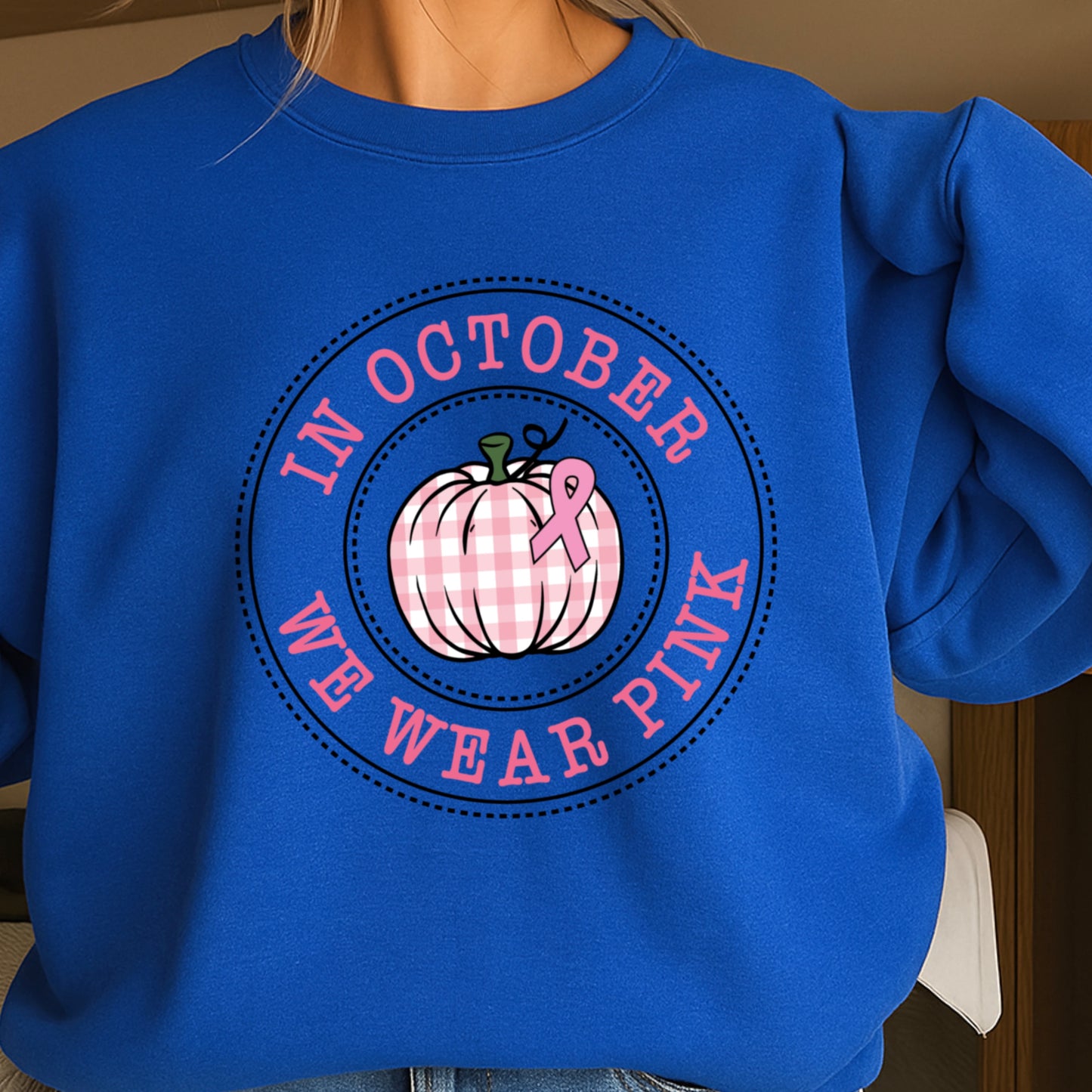 In October We Wear Pink Crewneck Sweatshirt