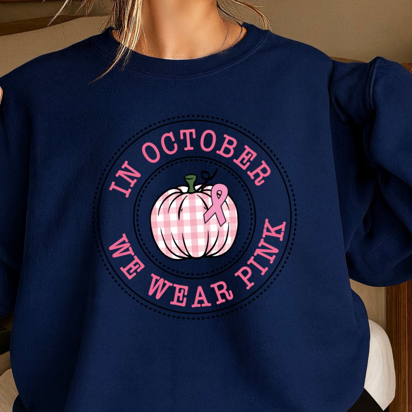 In October We Wear Pink Crewneck Sweatshirt